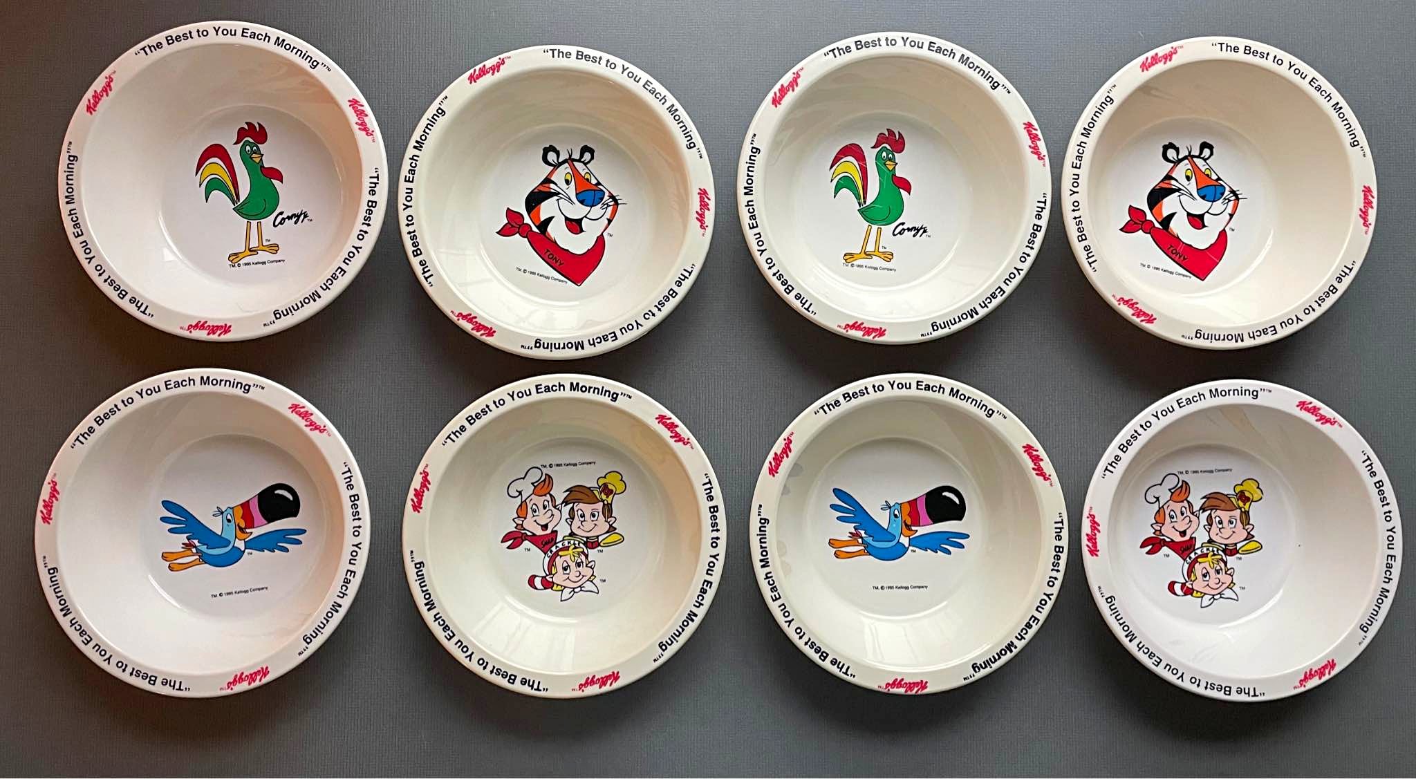 VTG Kellogg’s Cereal Bowls Tony, Toucan, Rooster, Snap Crackle Pop, Set ...