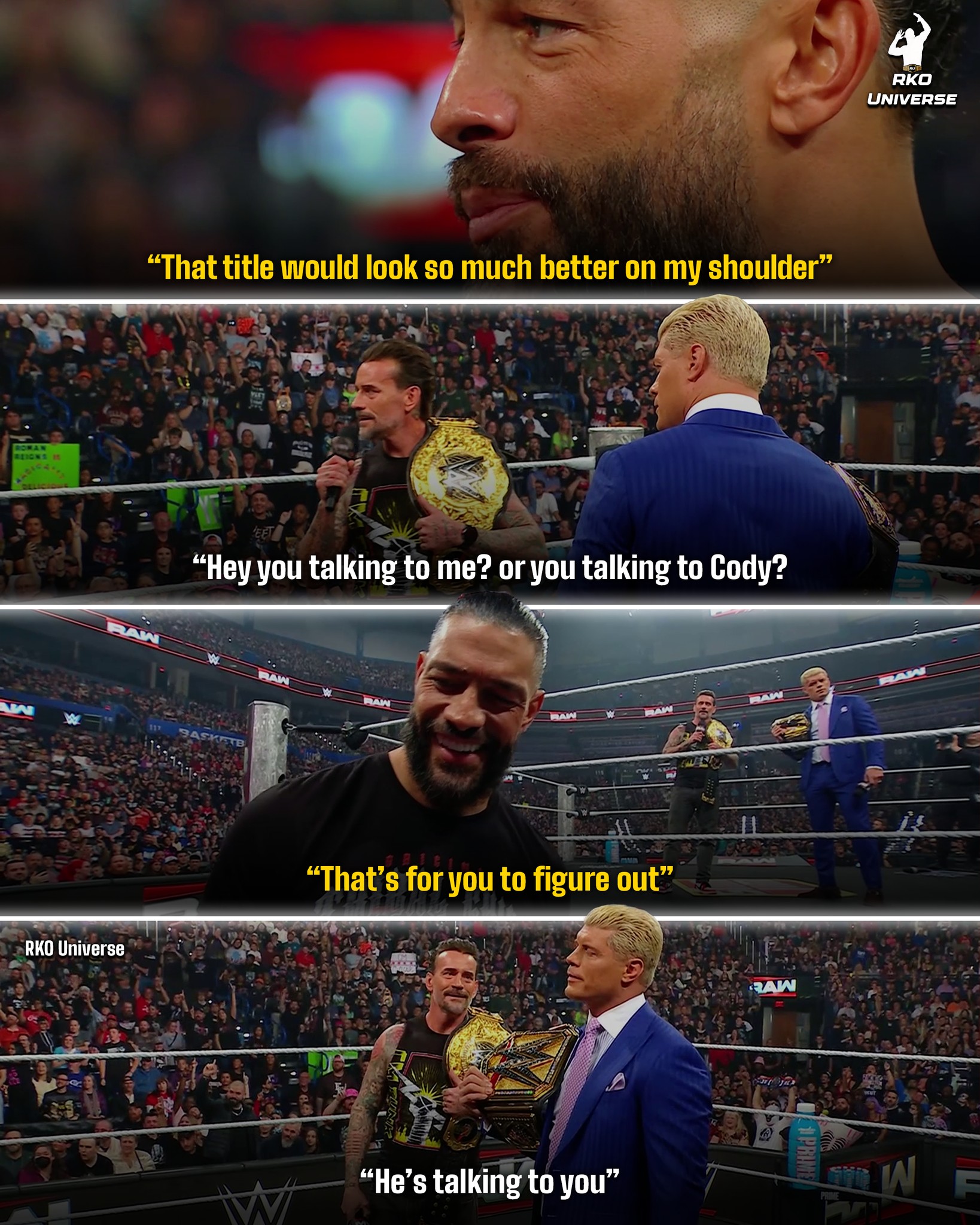 RKO - Who do you think 'OTC' Roman Reigns was referring to — CM Punk or ...