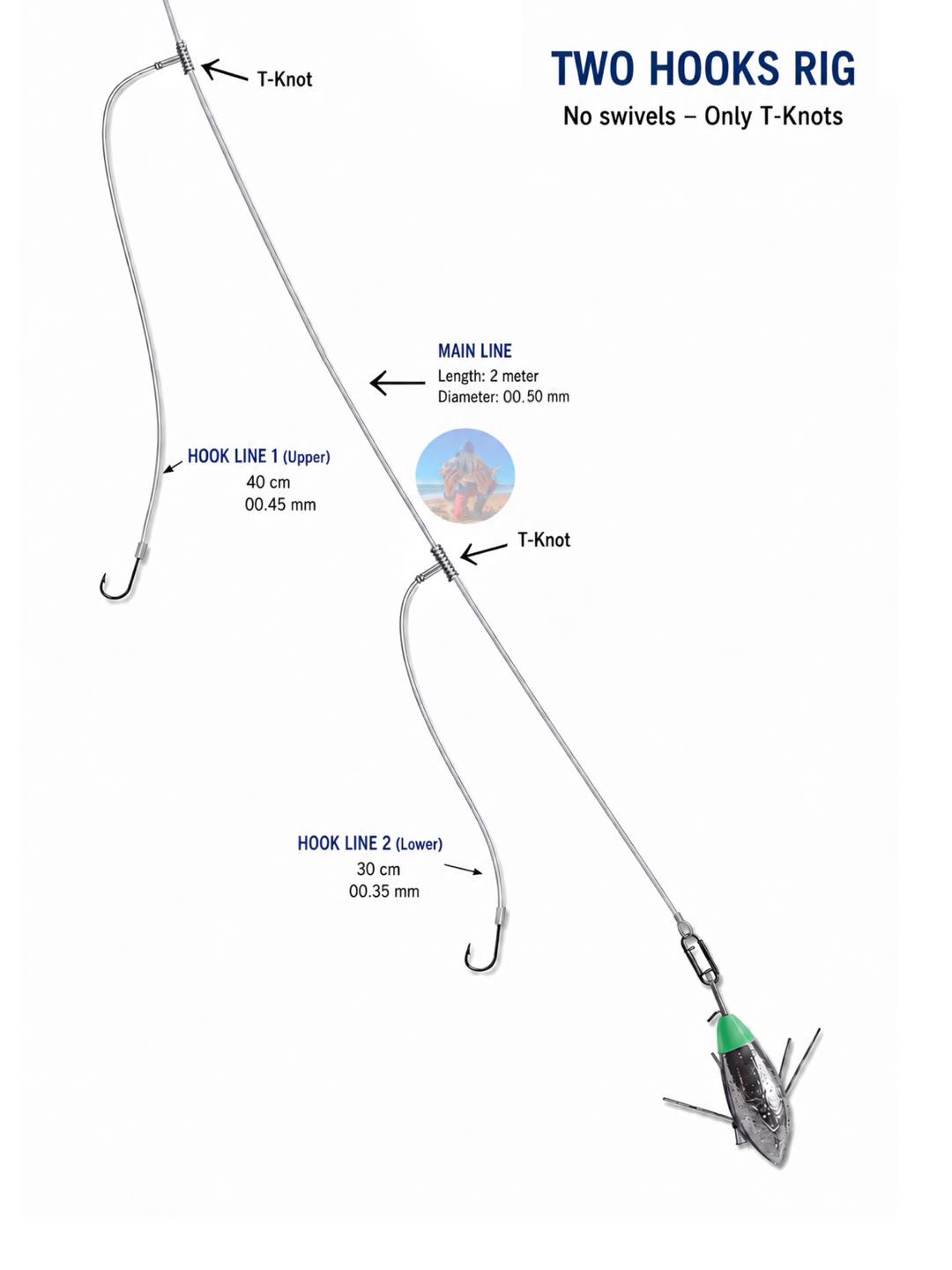 2 hooks on a fishing line 2-Hook Chicken Rig 9/0 Circle - 300lb Main/150lb Snoods How to Tie Two Fishing