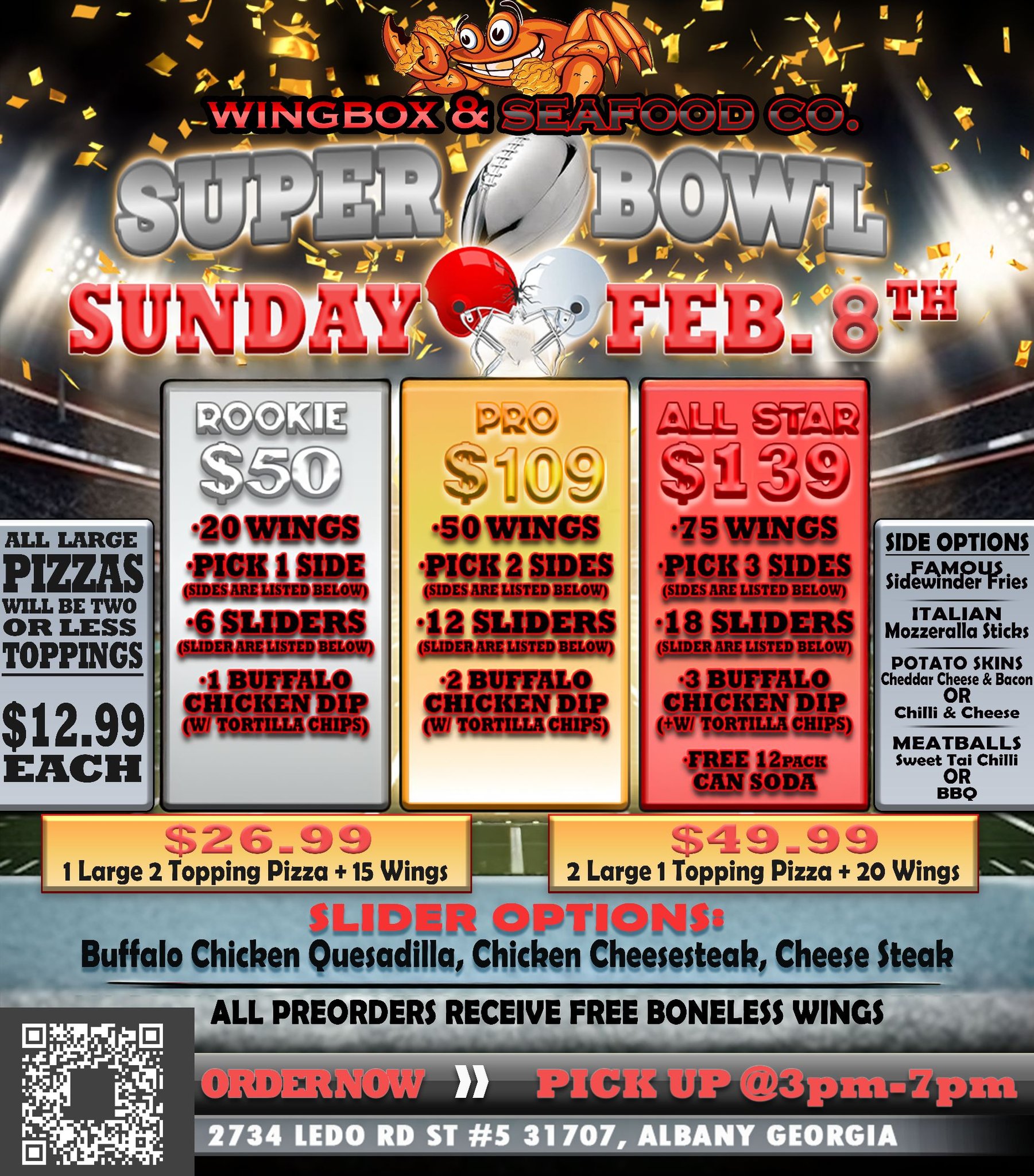 We are open this Sunday for Superbowl munchies.. head on over to