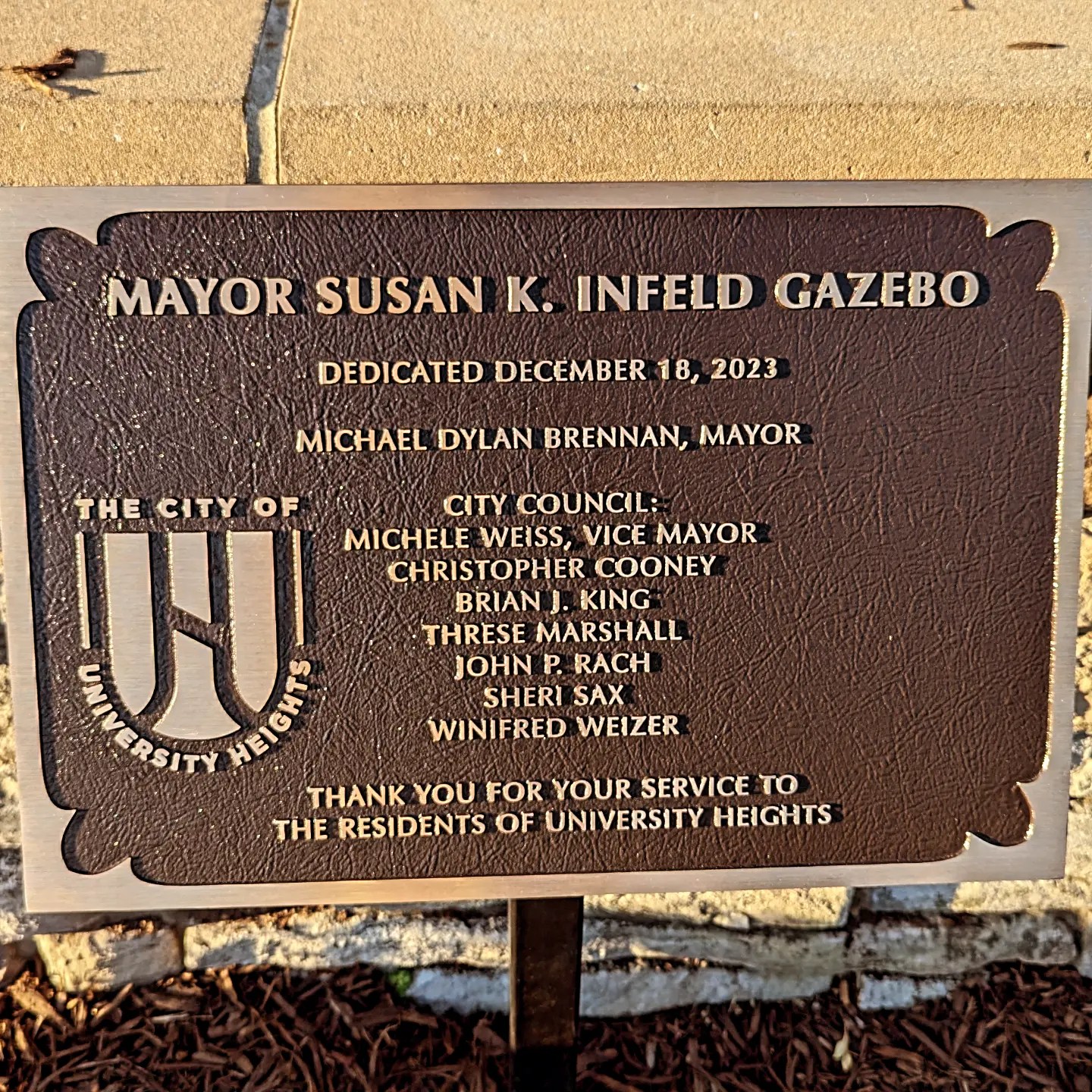 Michael - Tonight we unveiled the plaque dedicating the gazebo at The ...