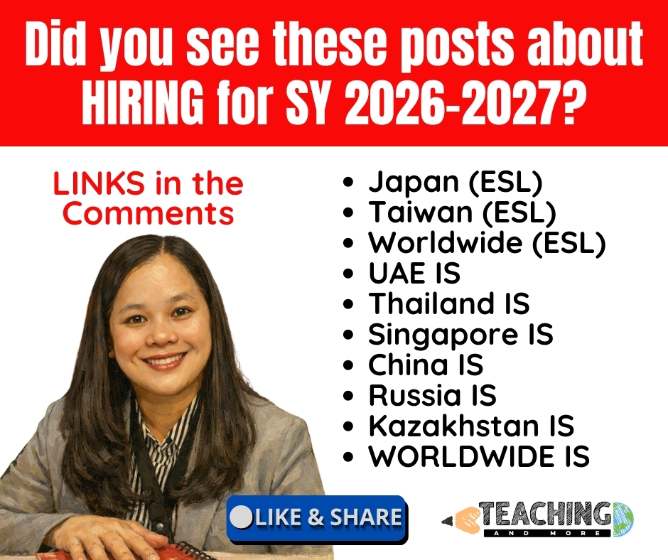 Teaching - HIRING TEACHERS WORLDWIDE for SY 2026-2027 SAVE THIS. They ...