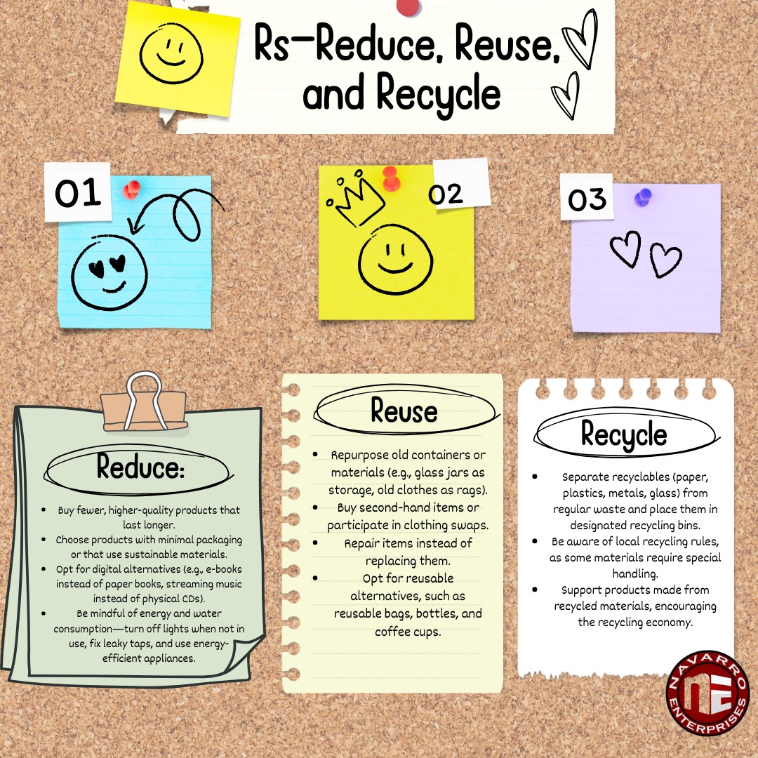 Navarro - 🌍 The 3 Rs: Reduce, Reuse, Recycle 🌍 Small changes, BIG ...