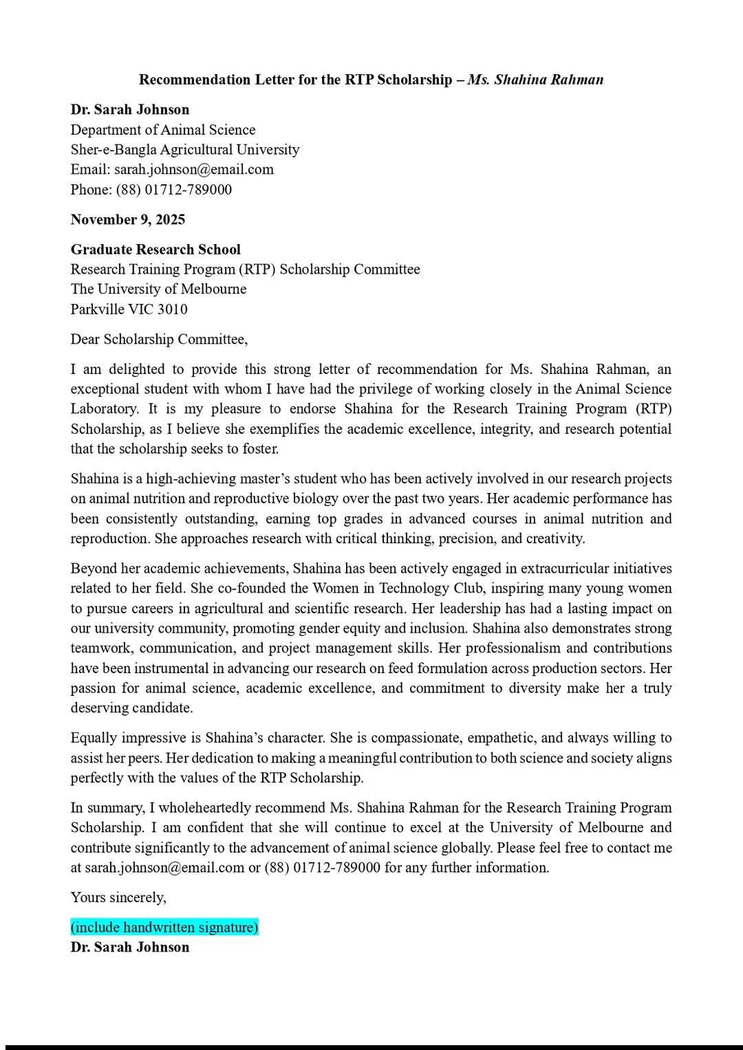 Pacific - A strong Recommendation Letter (LOR) template-updated LOR এ ...