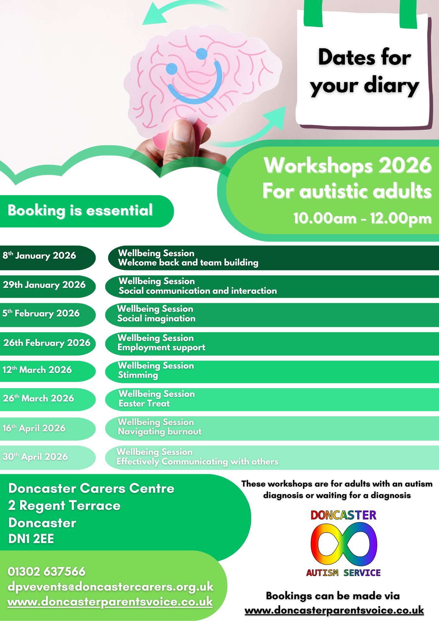 Doncaster - Here are the dates for our wellbeing sessions for 2026! We ...