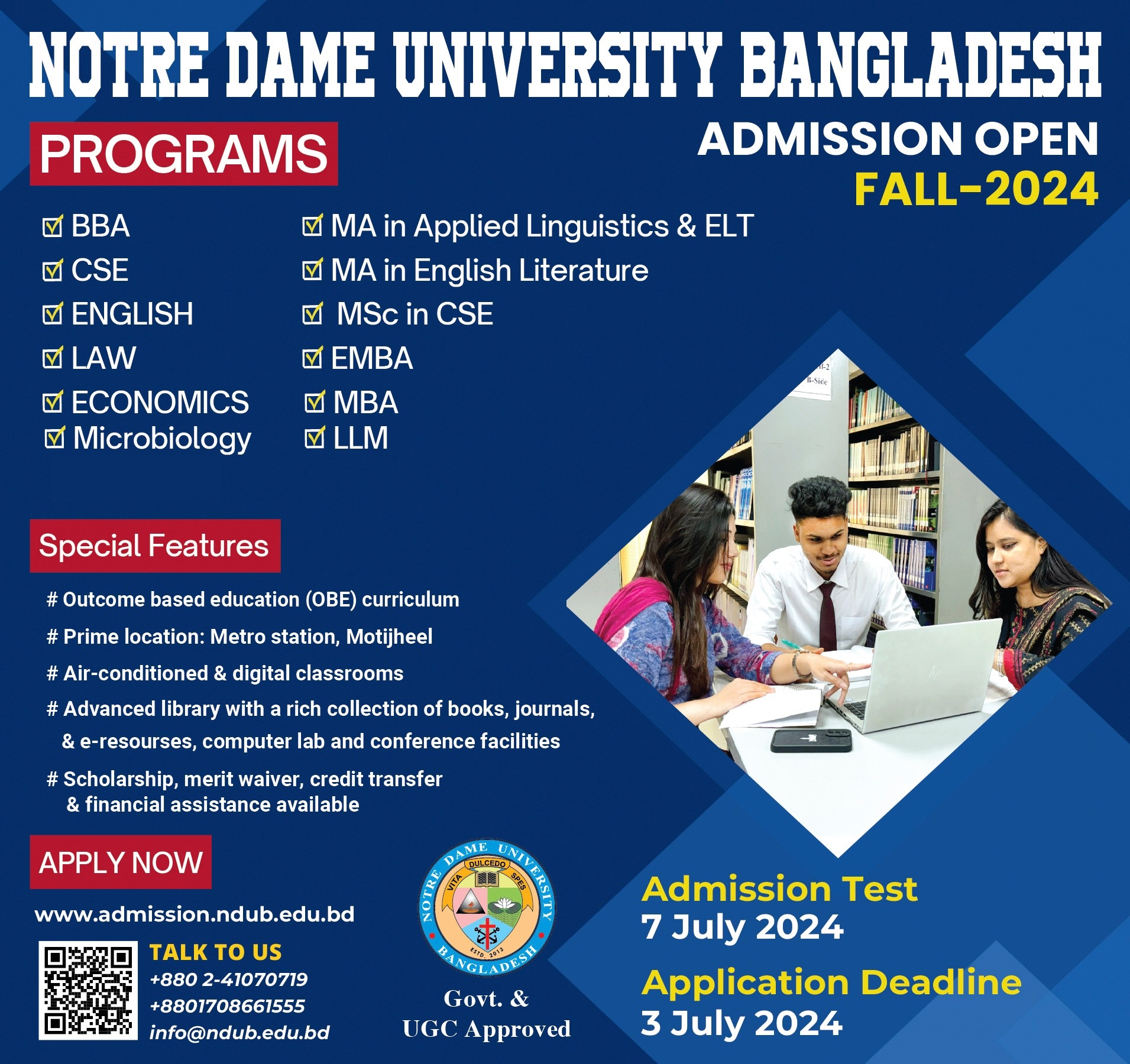 Notre - ADMISSION OPEN: FALL 2024 Special Features: Permanent Campus at ...
