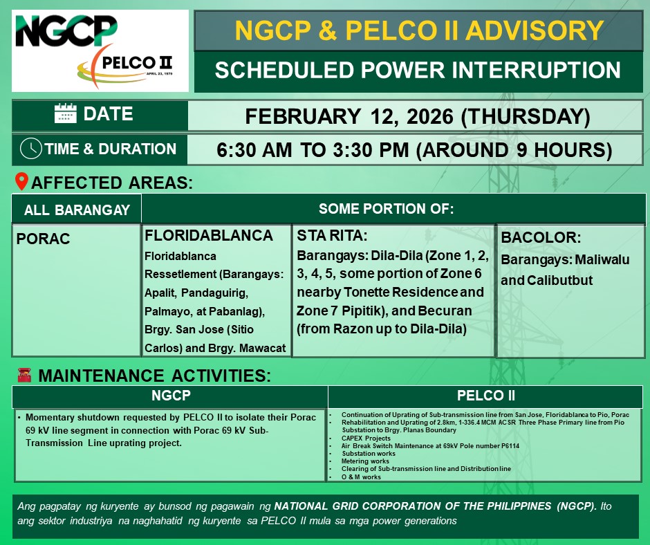 PELCO - PELCO II ADVISORY Please be guided that all PELCO II Offices ...