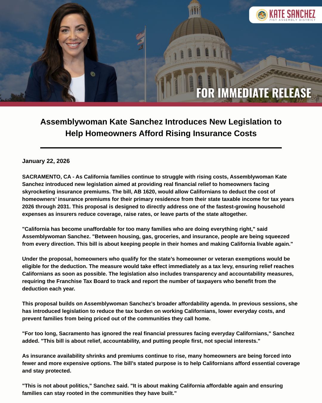 Assemblywoman Kate Sanchez