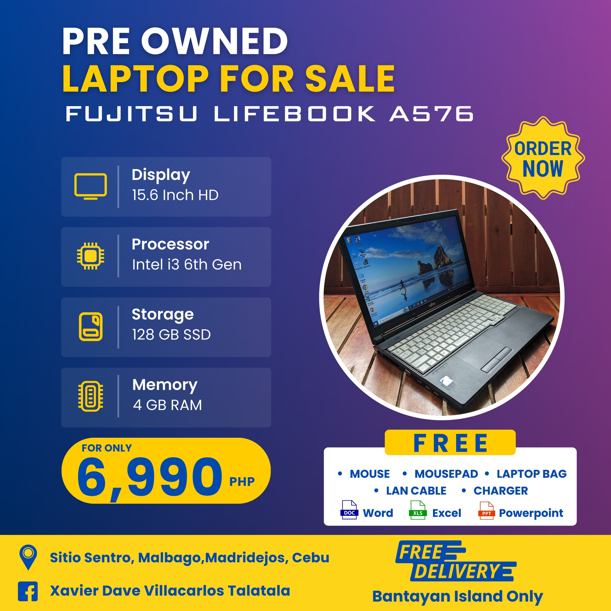 💻 Fujitsu Lifebook A576 🔥 Specs: Intel Core i3 6th Gen 6100U 4GB