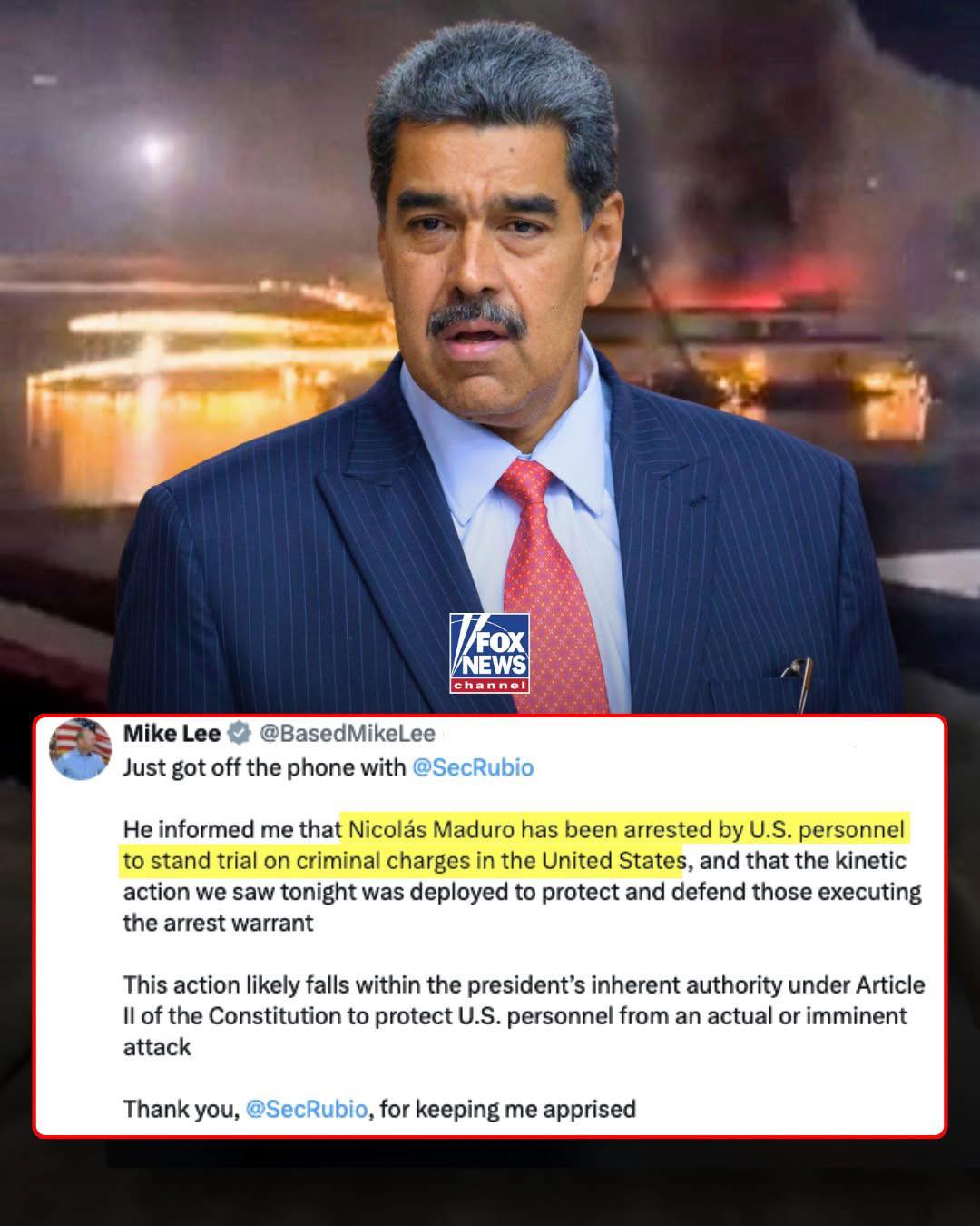 Just woke up to this news: Maduro captured by US forces | Facebook