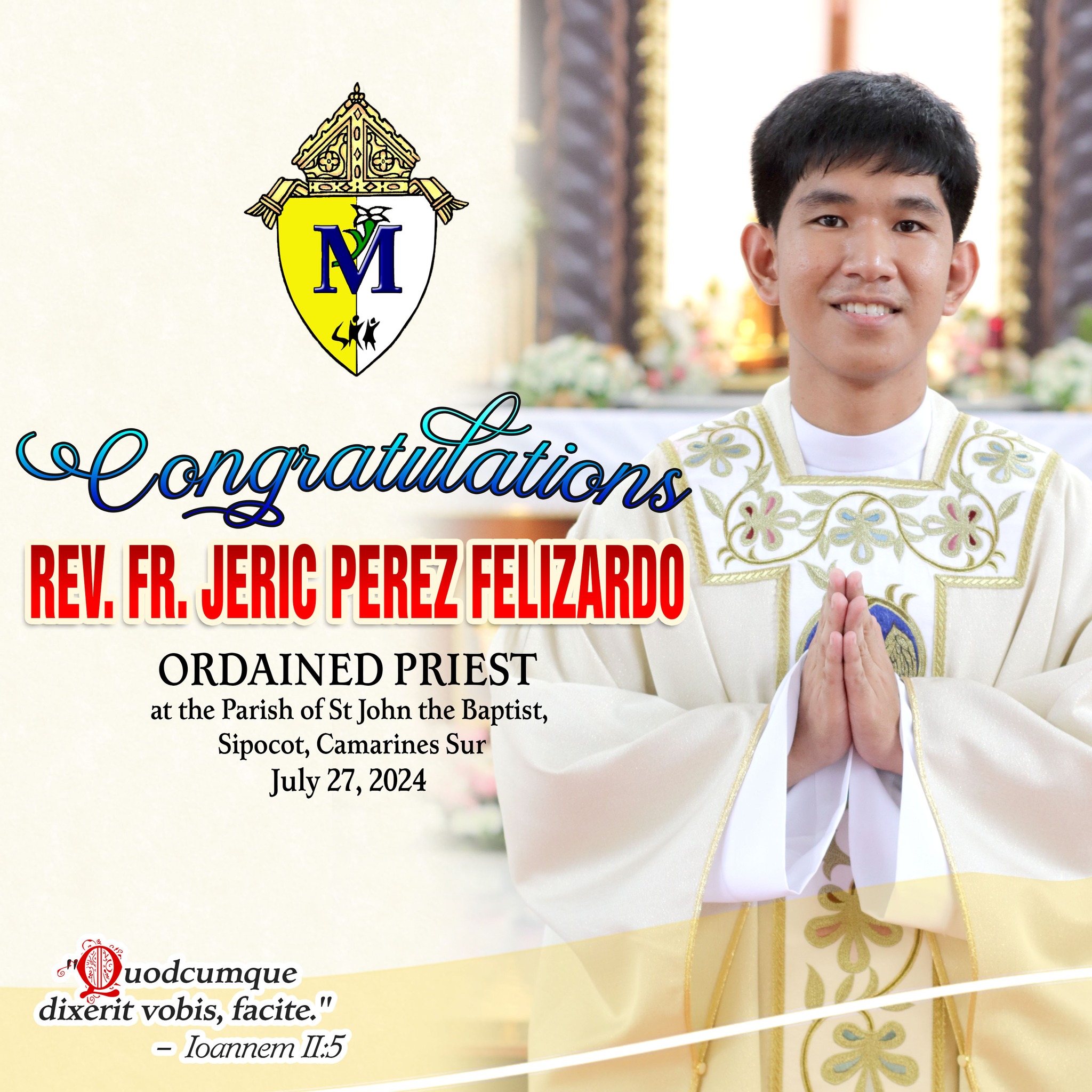 Diocese - WE HAVE A NEW PRIEST! | REV. FR. JERIC PEREZ FELIZARDO ...
