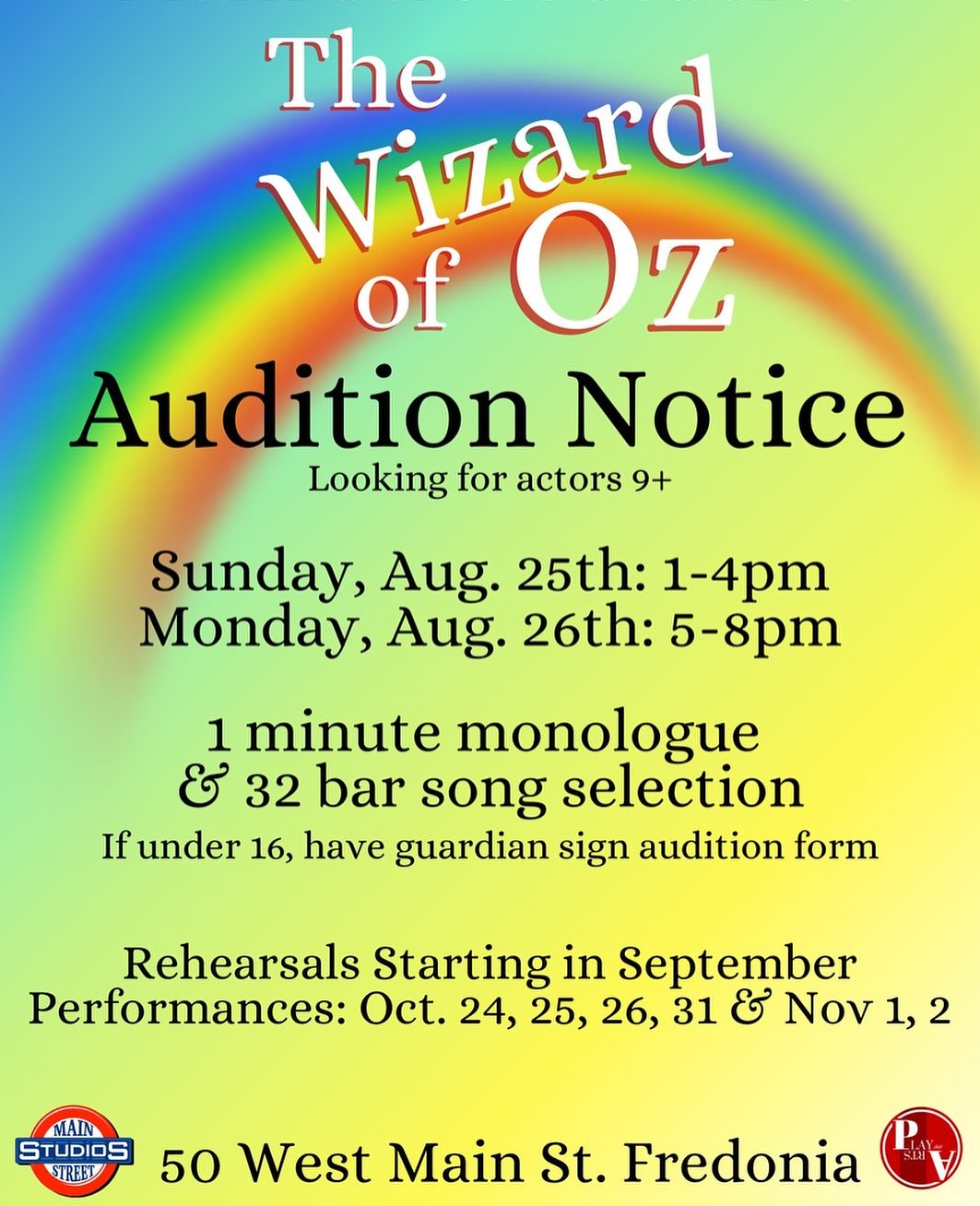️🌈AUDITION NOTICE🌈 ️ Main Street... - Main Street Studios