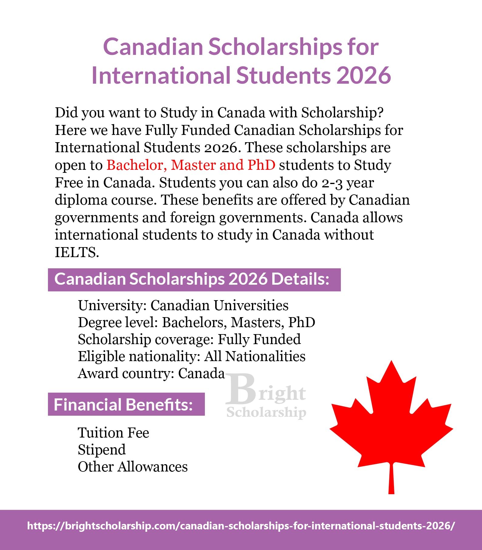 Bright - Canadian Scholarships for International Students 2026 (Fully ...