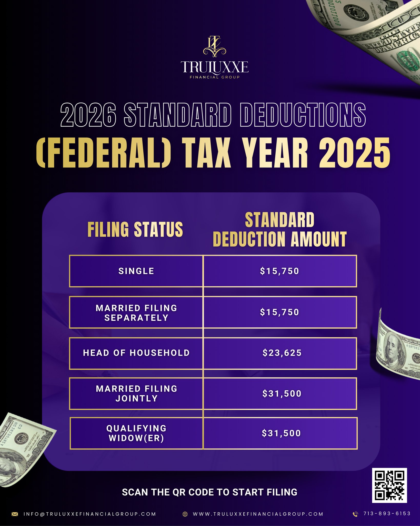 TruLuxxe - 💡 Filing in 2026? Here’s what the IRS standard deduction ...