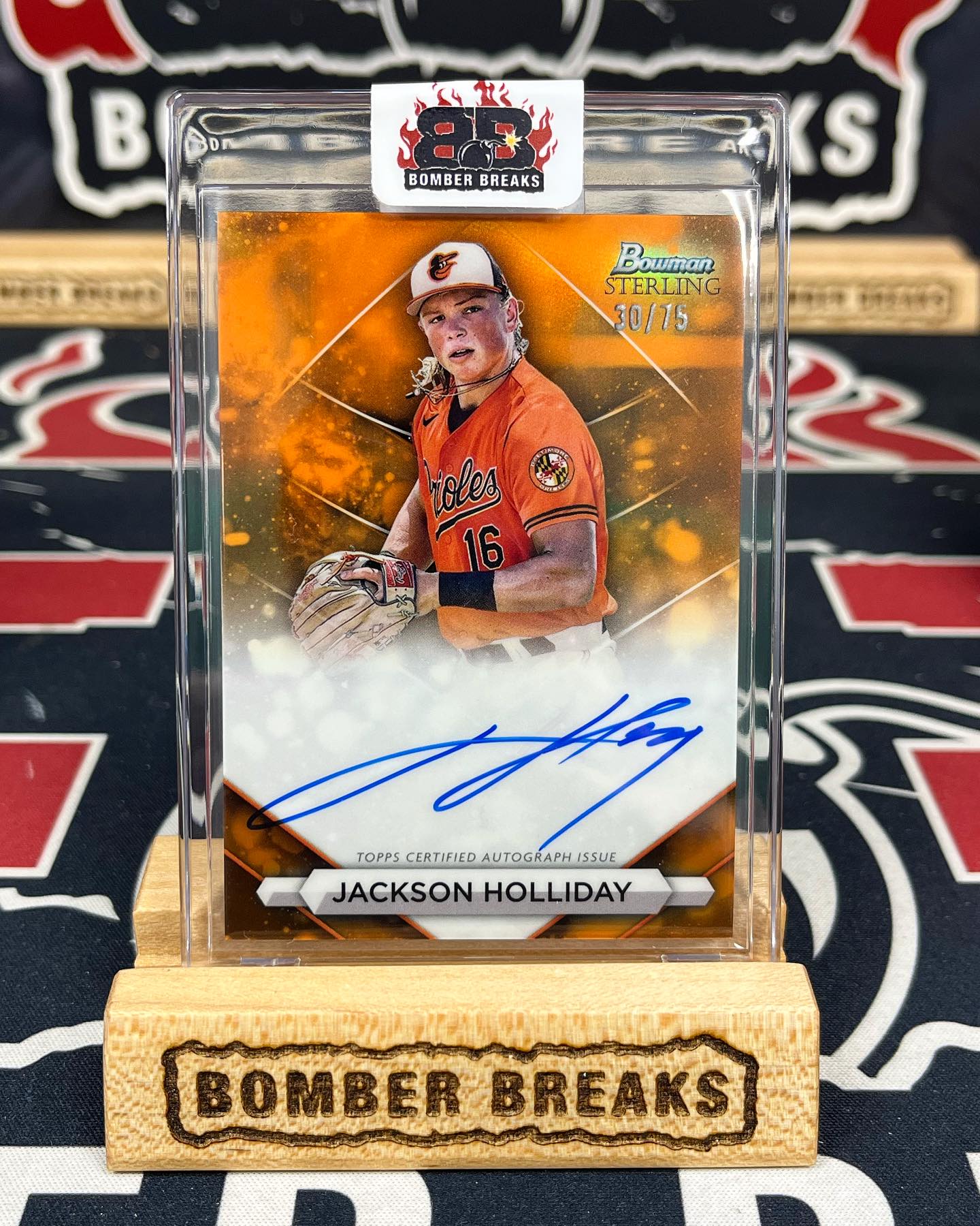Jackson Holliday Black Refractor auto card from Bowman