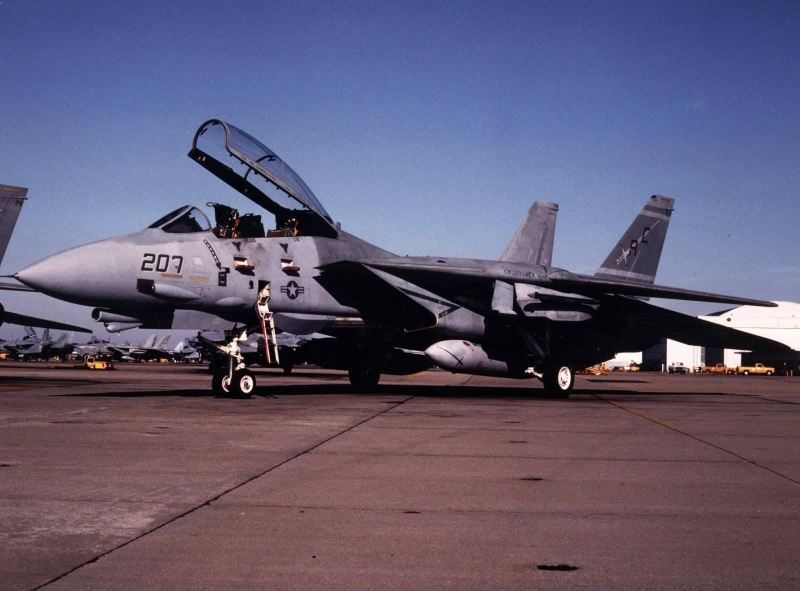 Photograph showing one of the two Fighter Squadron (VF) 32 F-14