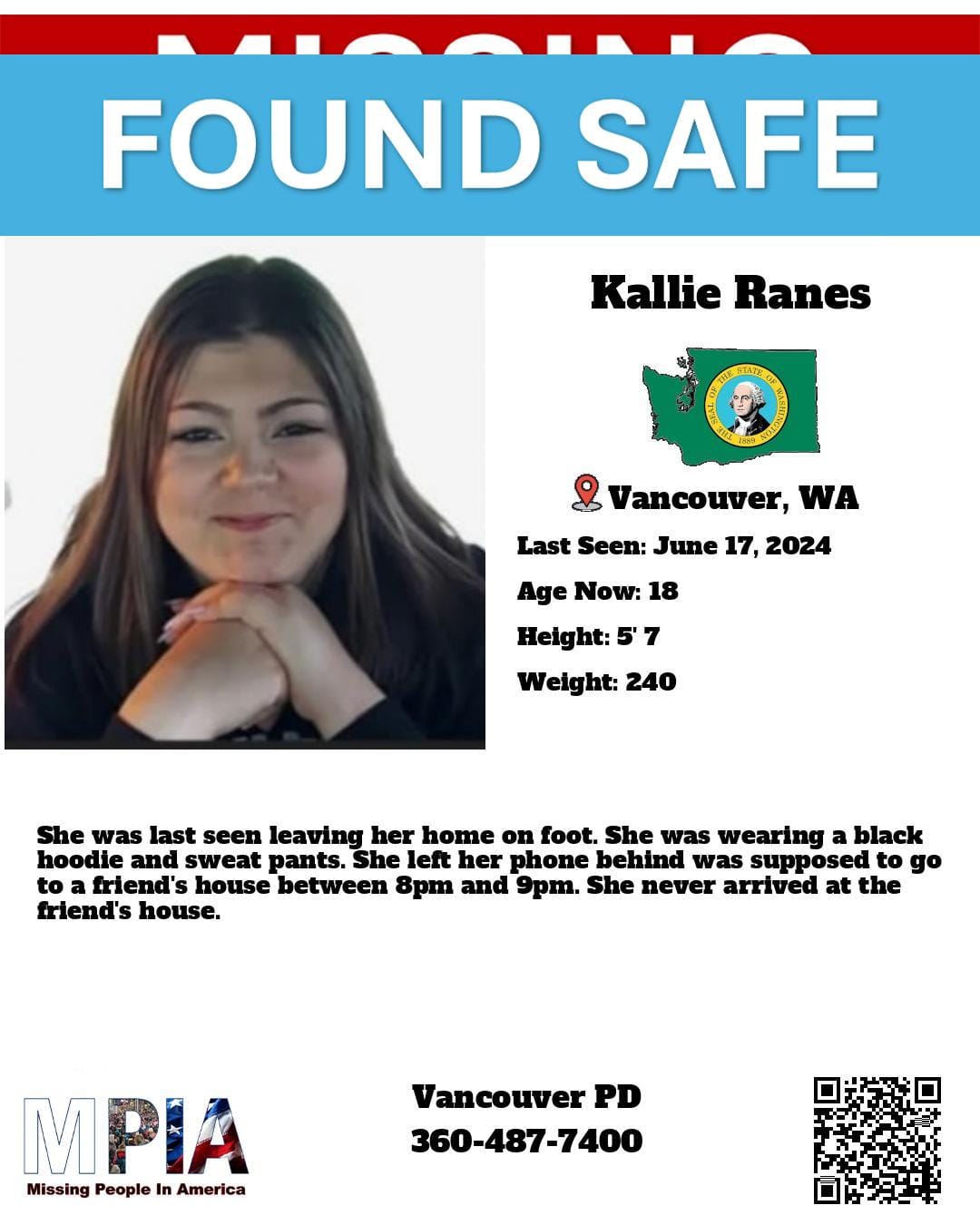 Missing - UPDATE FOUND SAFE Every eye counts: Look for MISSING Kallie ...