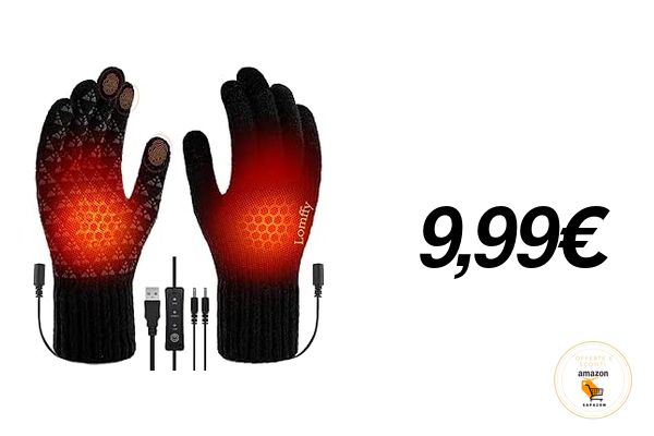 Guanti Riscaldati USB A Dita Intere - 3 Temperature, Touchscreen, Per Interni Ed Esterni