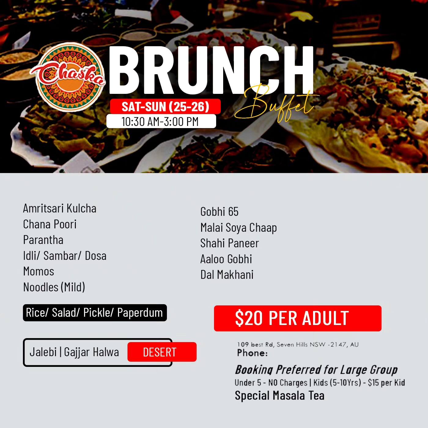 Chaska7Hills - Weekend Brunch Buffet at Chaska 7Hills!...