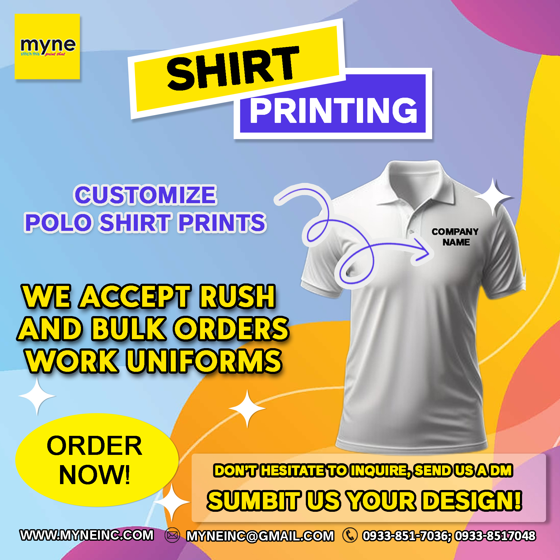 Myne - Have your polo shirt printed by Myne Inc T-Shirt Printing 