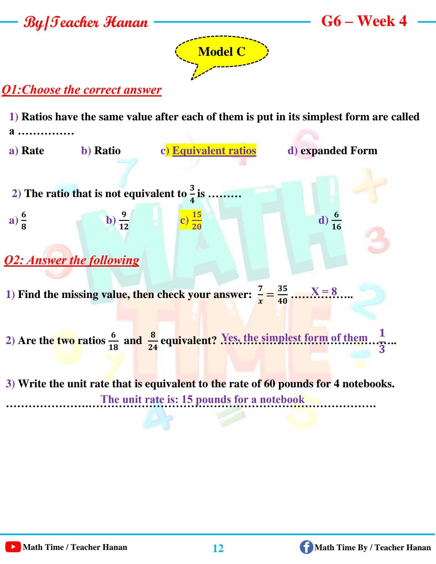 #Math #grade6 #Week4 حل... - Math. Step_By_step. Mai Mostafa | Facebook