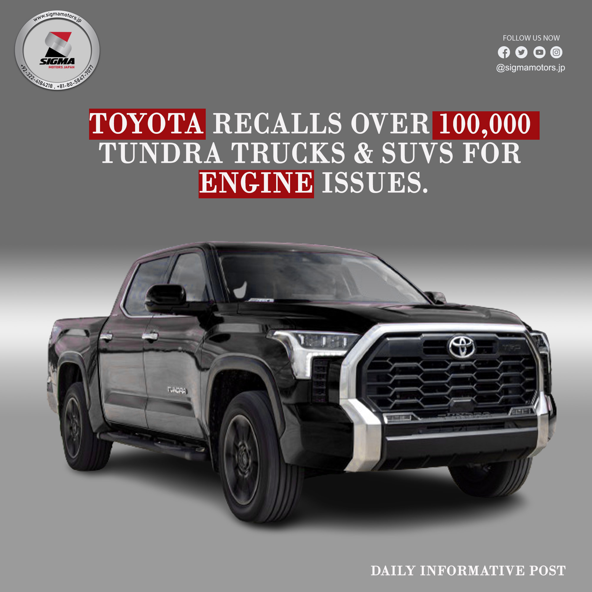 Toyota is recalling 126,691 Tundra and Lexus models because the