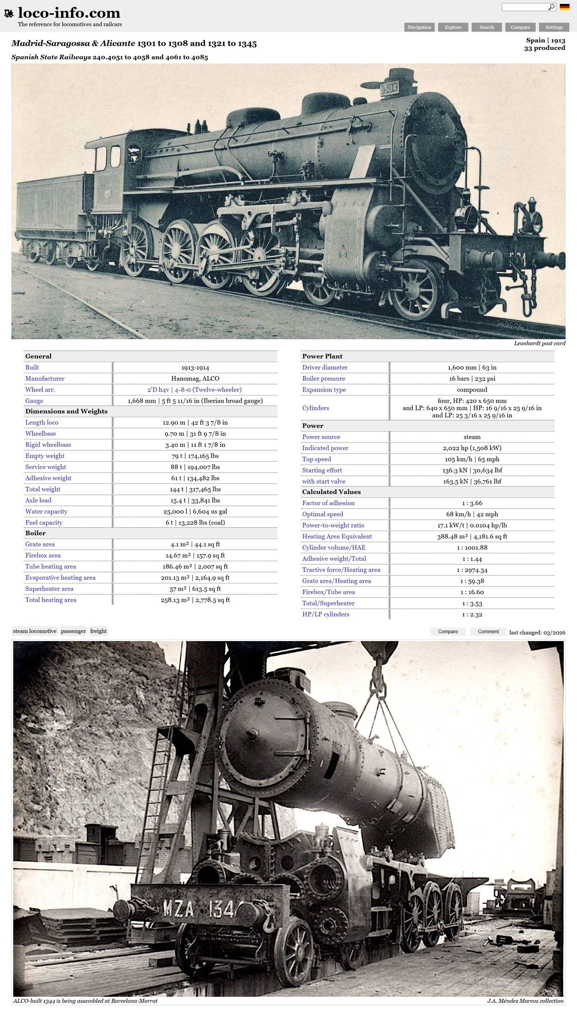MZA 1301 to 1308 and 1321 to 1345 (RENFE 240.4051 to 4058 and 4061