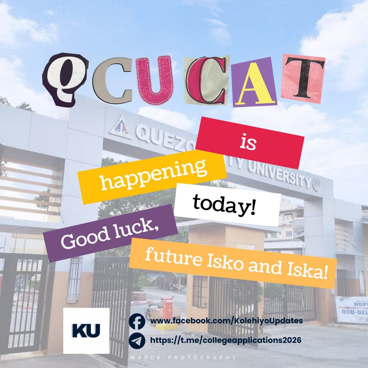 Kolehiyo - #KUlehiyosCorner | QCUCAT IS HAPPENING TODAY! Quezon City ...