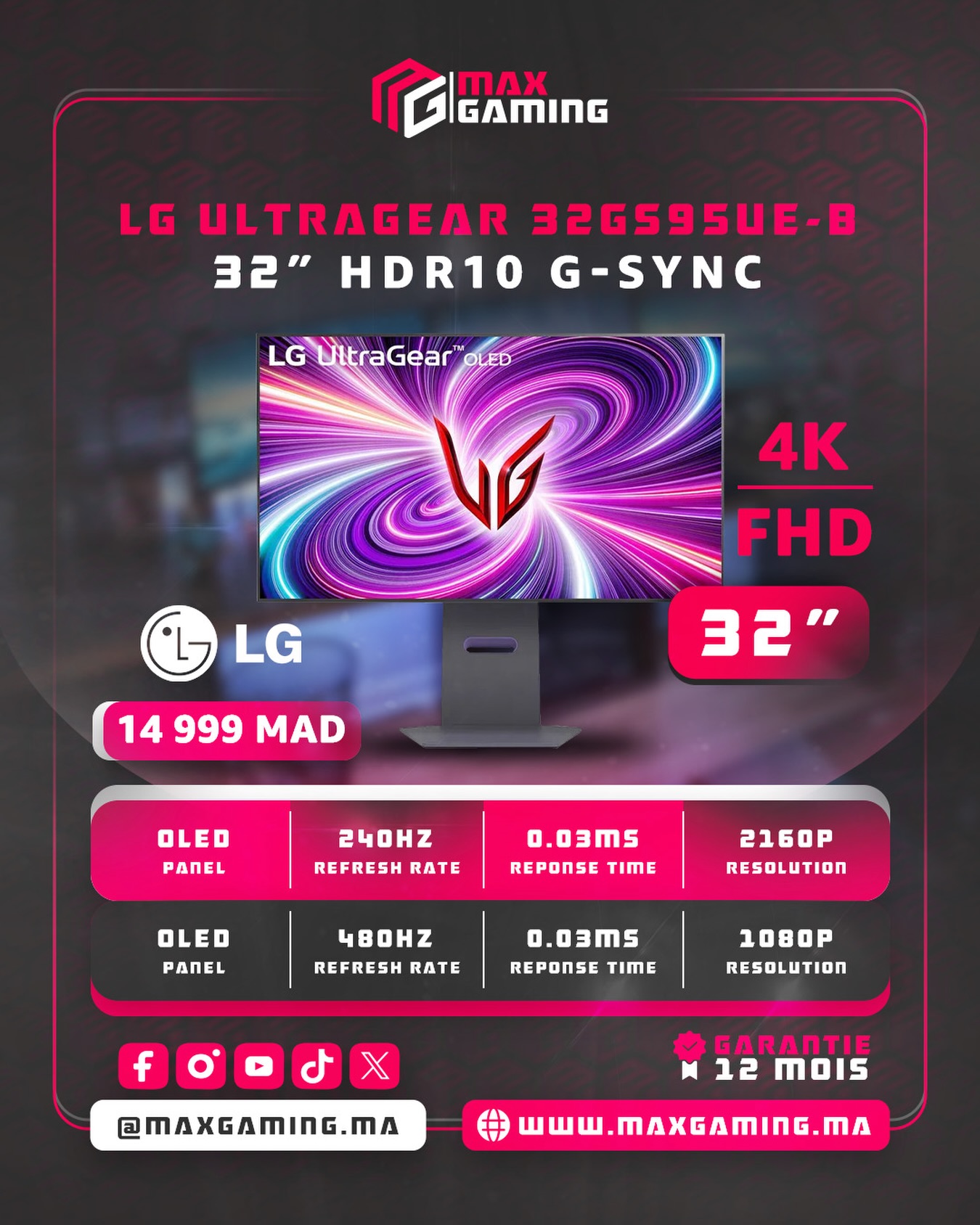 Maxgaming - LG UltraGear 32GS95UE‑B gives you a 32″ 4K OLED screen with ...