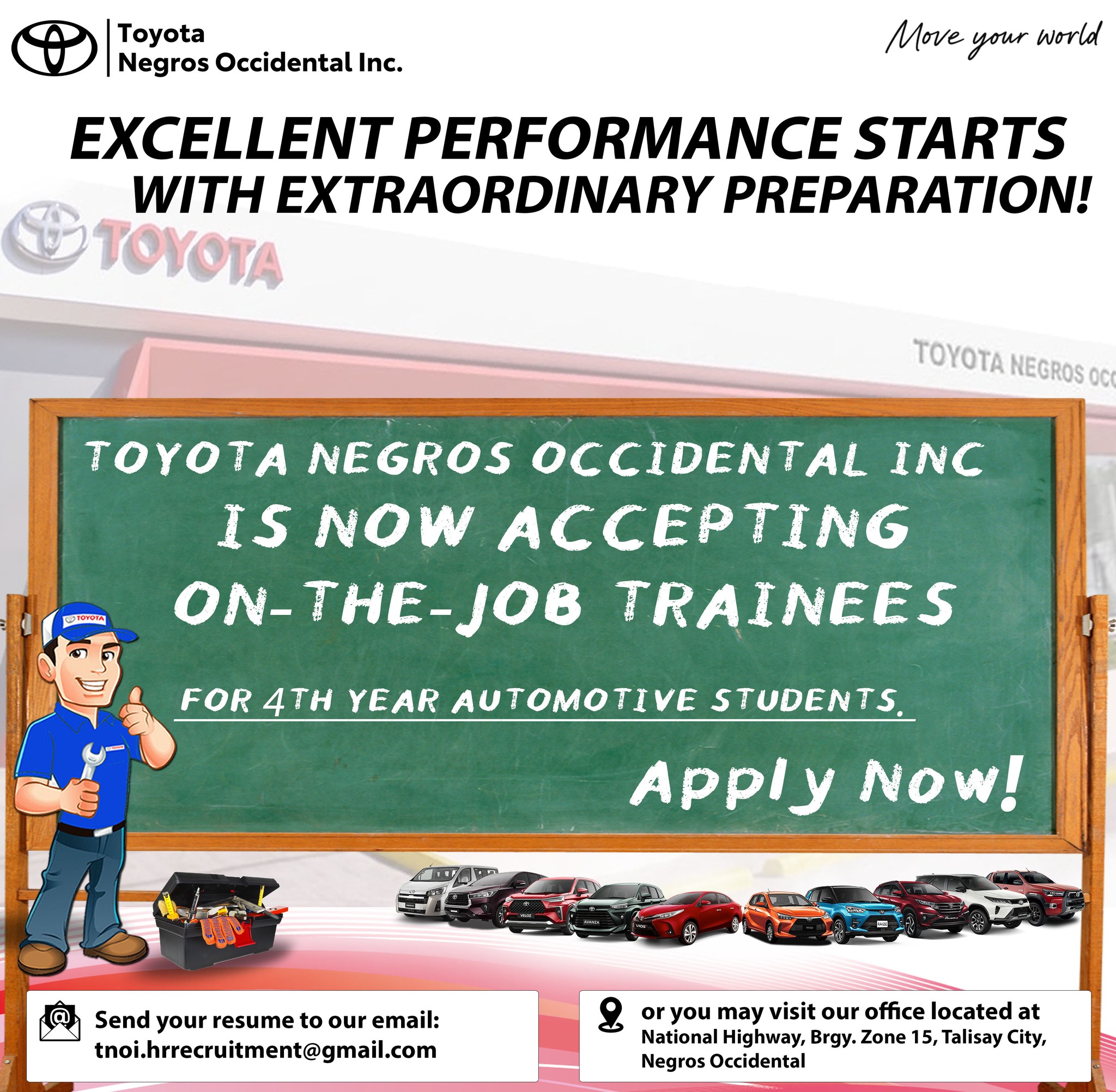 Toyota - 🚗 NOW ACCEPTING ON-THE-JOB TRAINEES (OJT) We are looking for ...