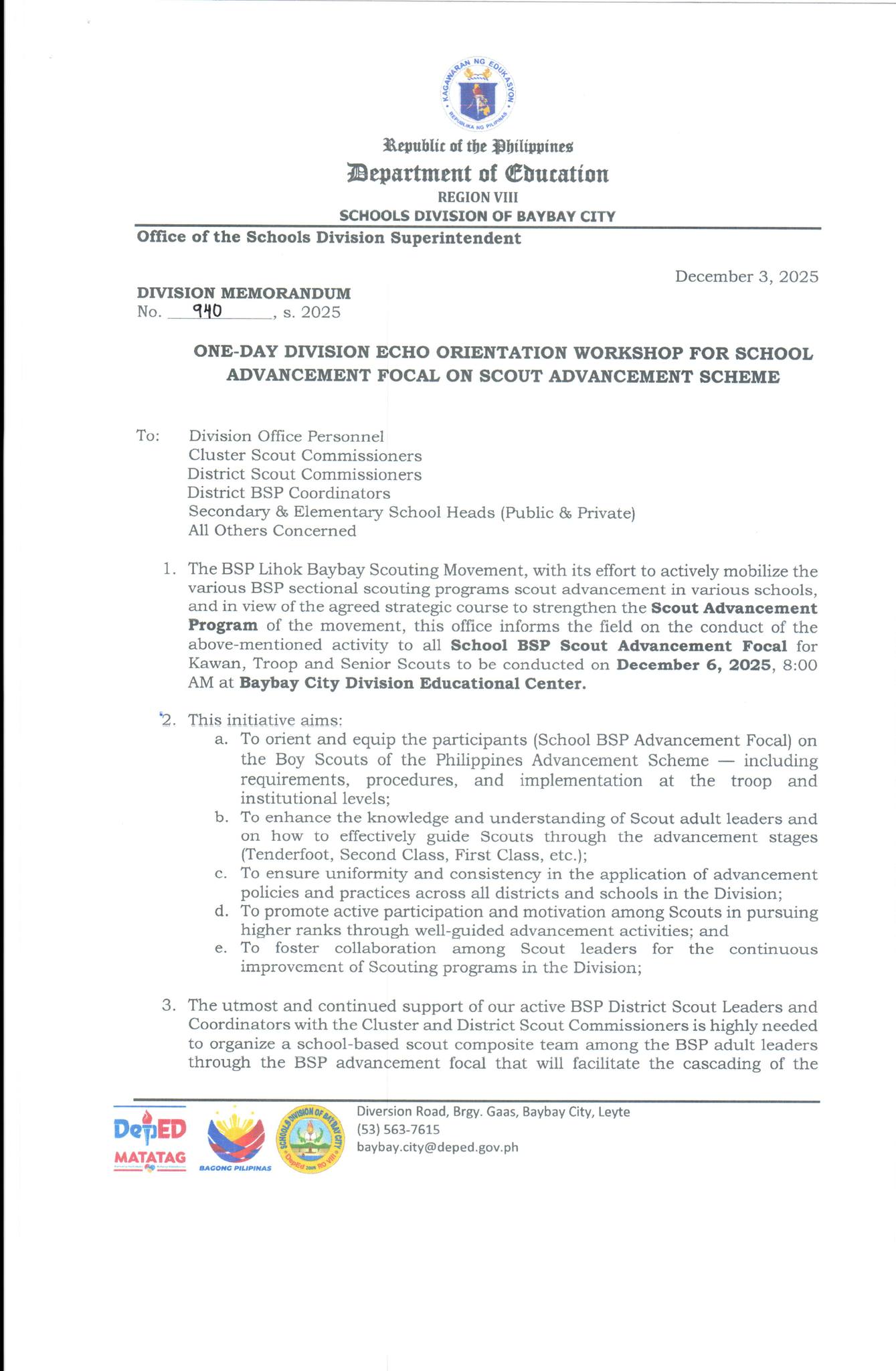 Recs Senag - DM NO 763, S. 2025 UPDATES ON THE SCHEDULE OF... | Facebook