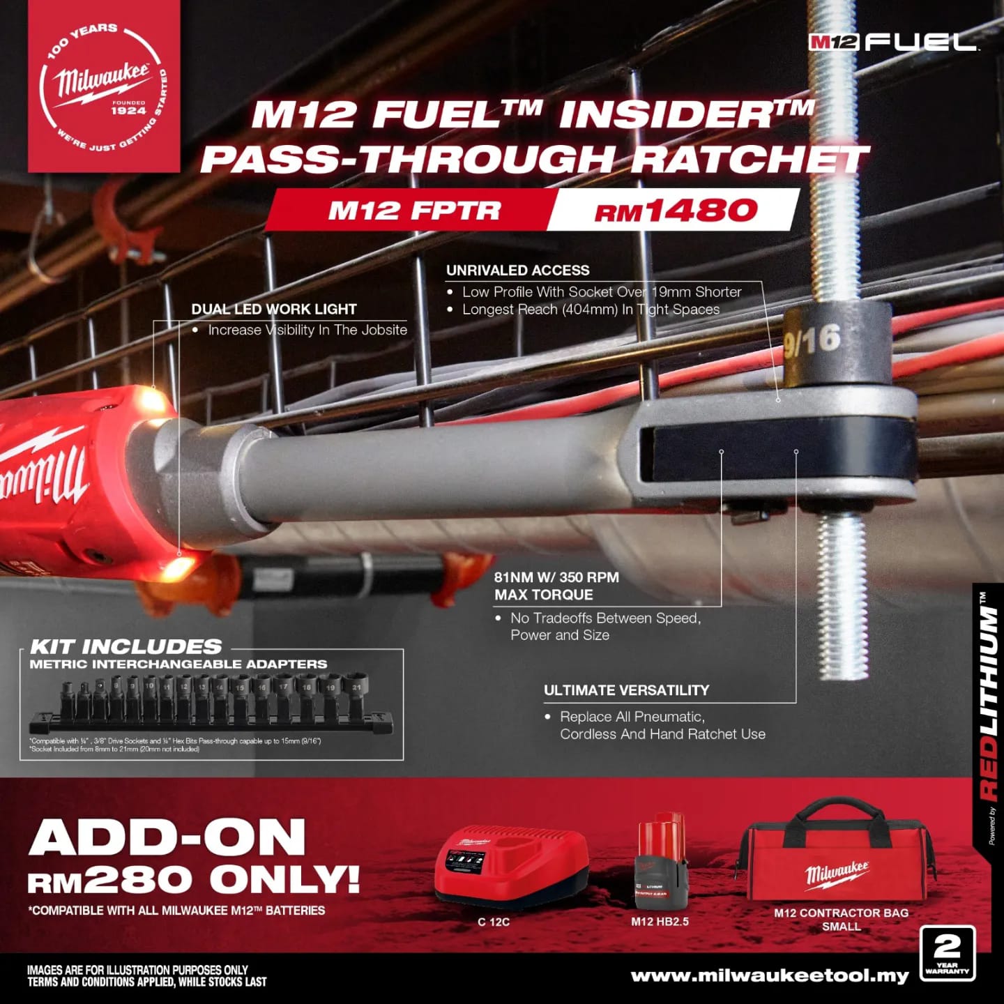 ✨#NewArrival: M12 FUEL™ INSIDER™ Pass-Through Ratchet Low-profile 
