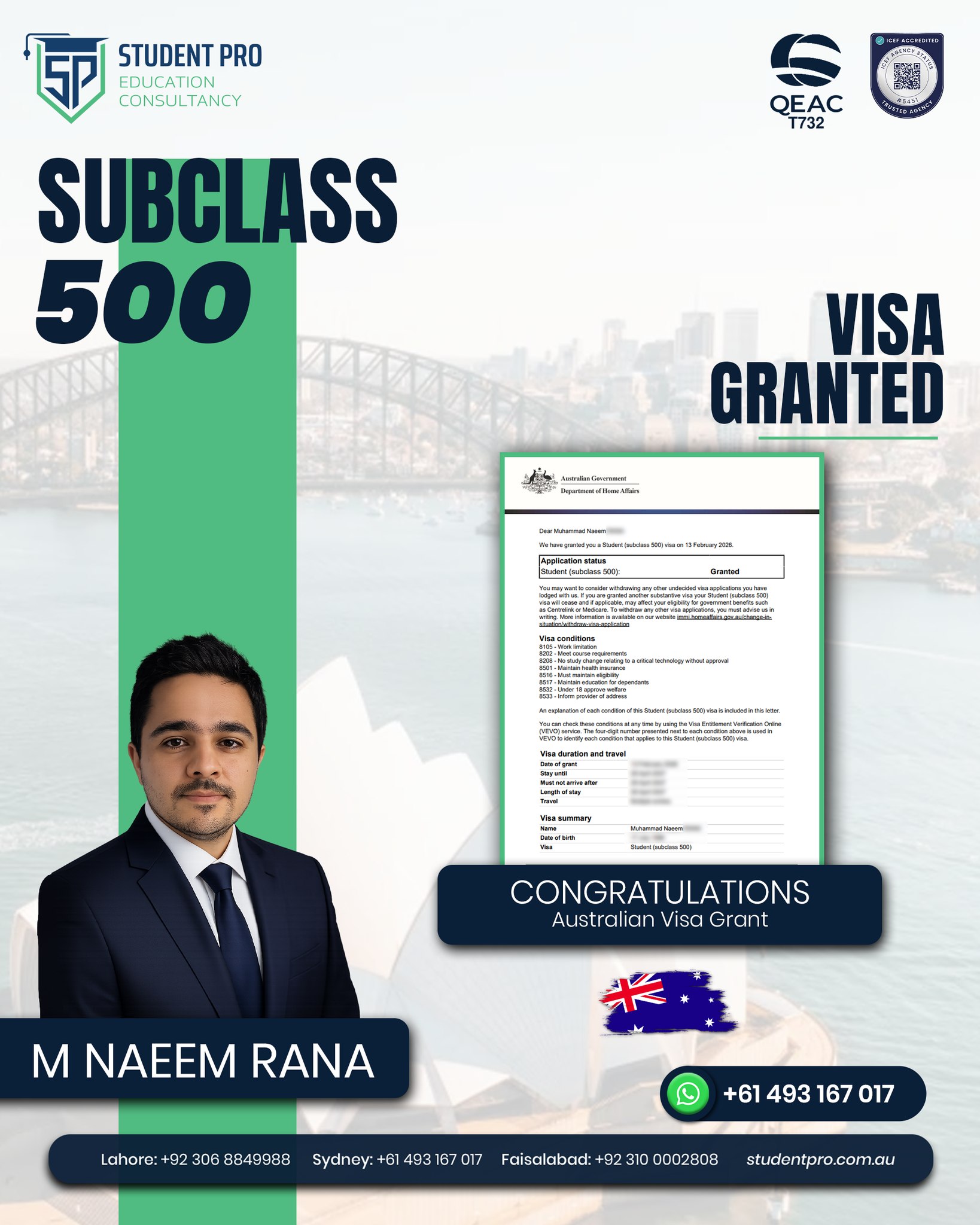 Student - 🎉 Another Success Story – Subclass 500 Visa Granted! 🇦🇺 ...