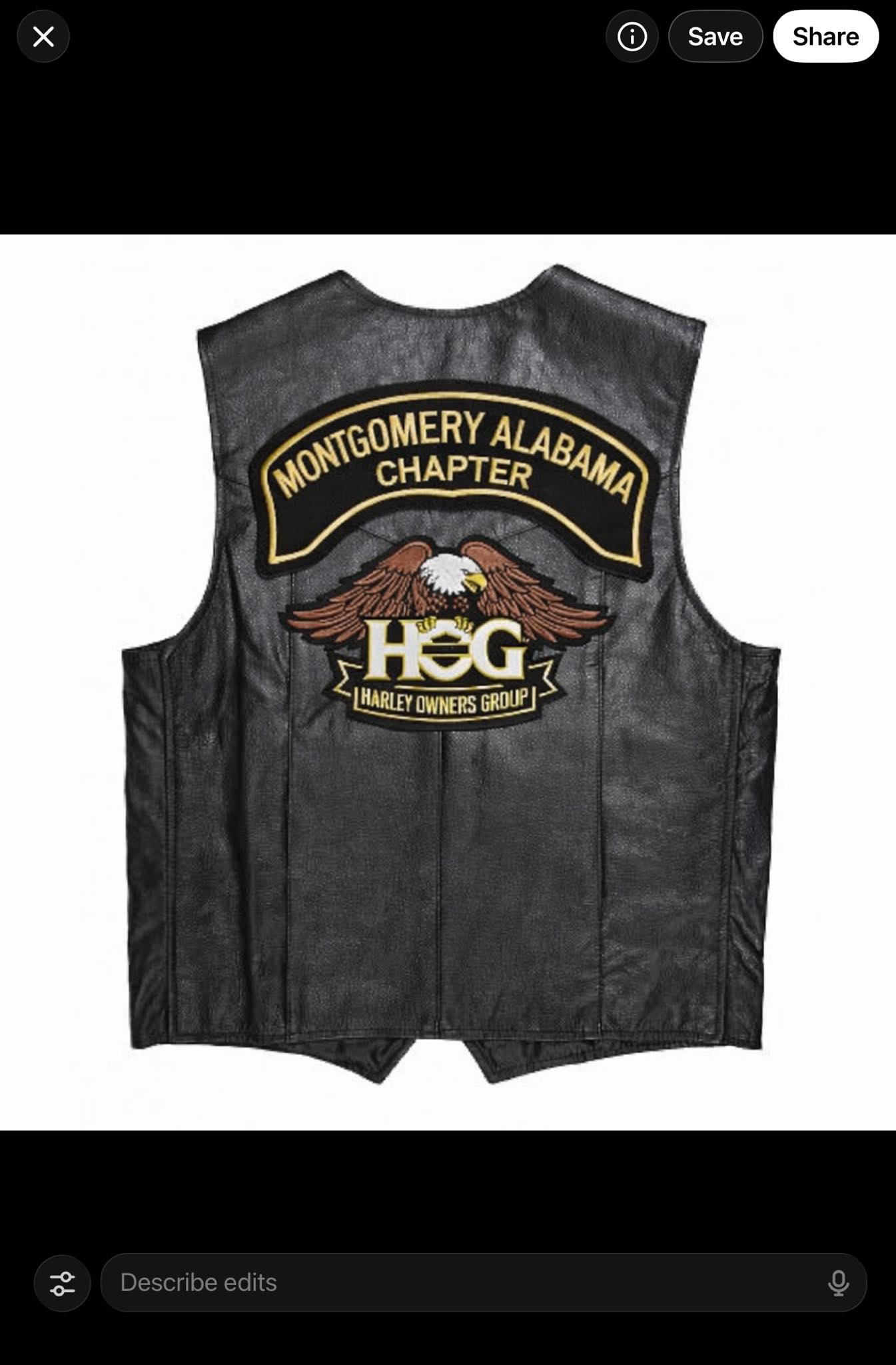 Biker Vest Patch Harley Owners Group Vest Harley-Davidson Chapter 