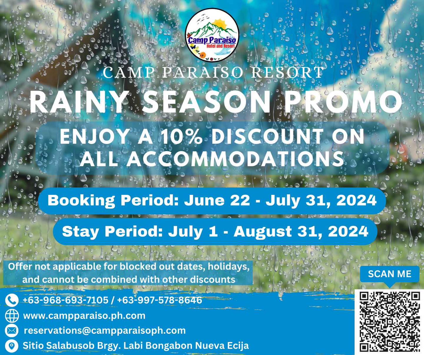Special rainy season discounts are... - Camp Paraiso Resort