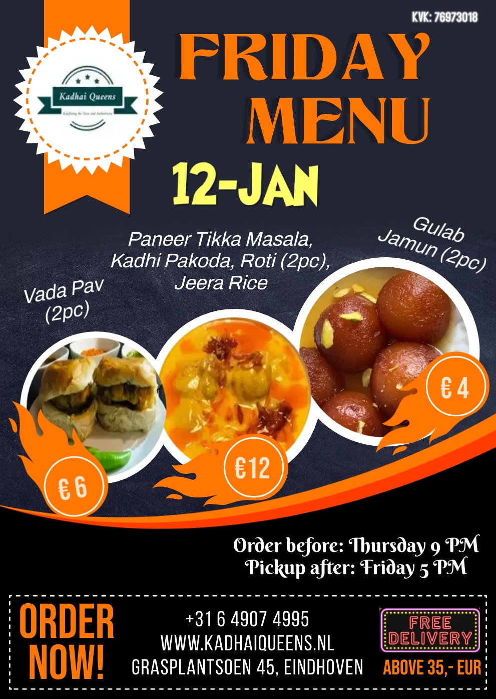 Kadhai Queens - ** Friday Menu - 12-Jan** Dear Customers,... | Facebook