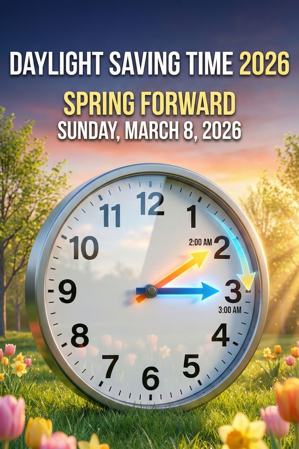 Happy - Daylight Saving Time 2026⏰ Spring Forward. On Sunday, March 8 ...