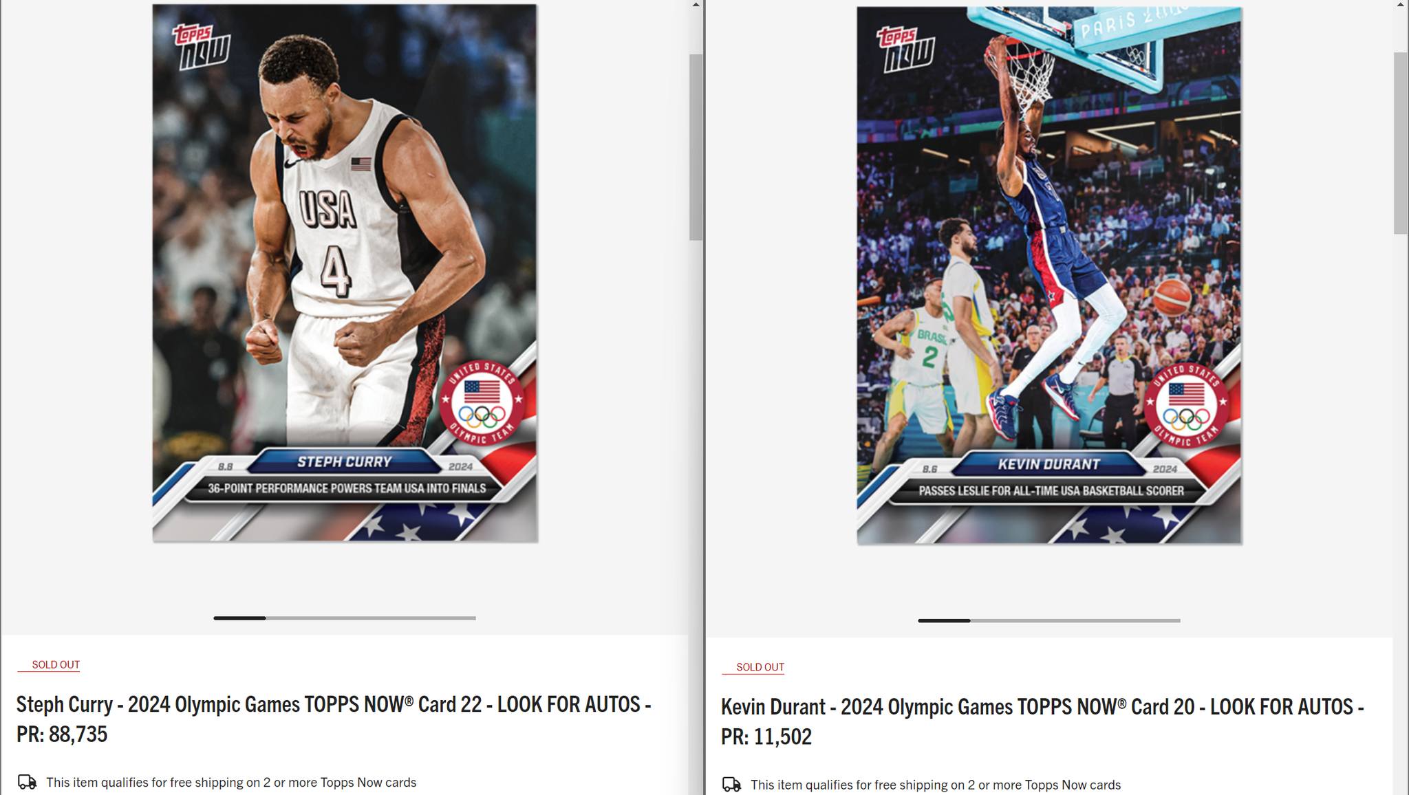 What are the print runs for 2024 Olympic cards?