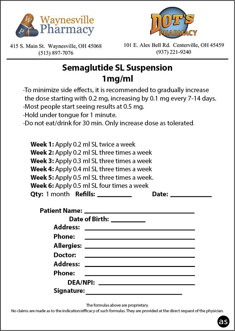 Are we able to get compound semaglutide under tongue tablets prescribed?
