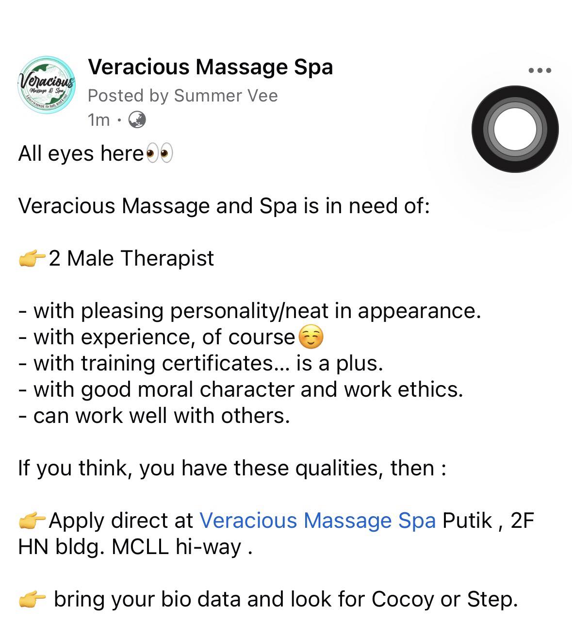 Veracious Massage Spa | Zamboanga City