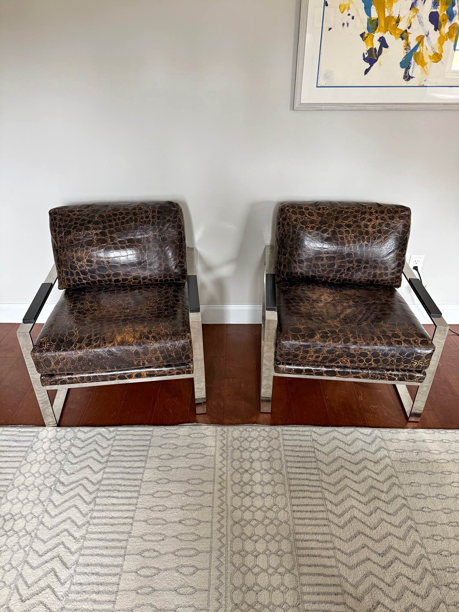 Pair of Michael Weiss for Vanguard Chrome Lounge Chairs – Crocodile ...