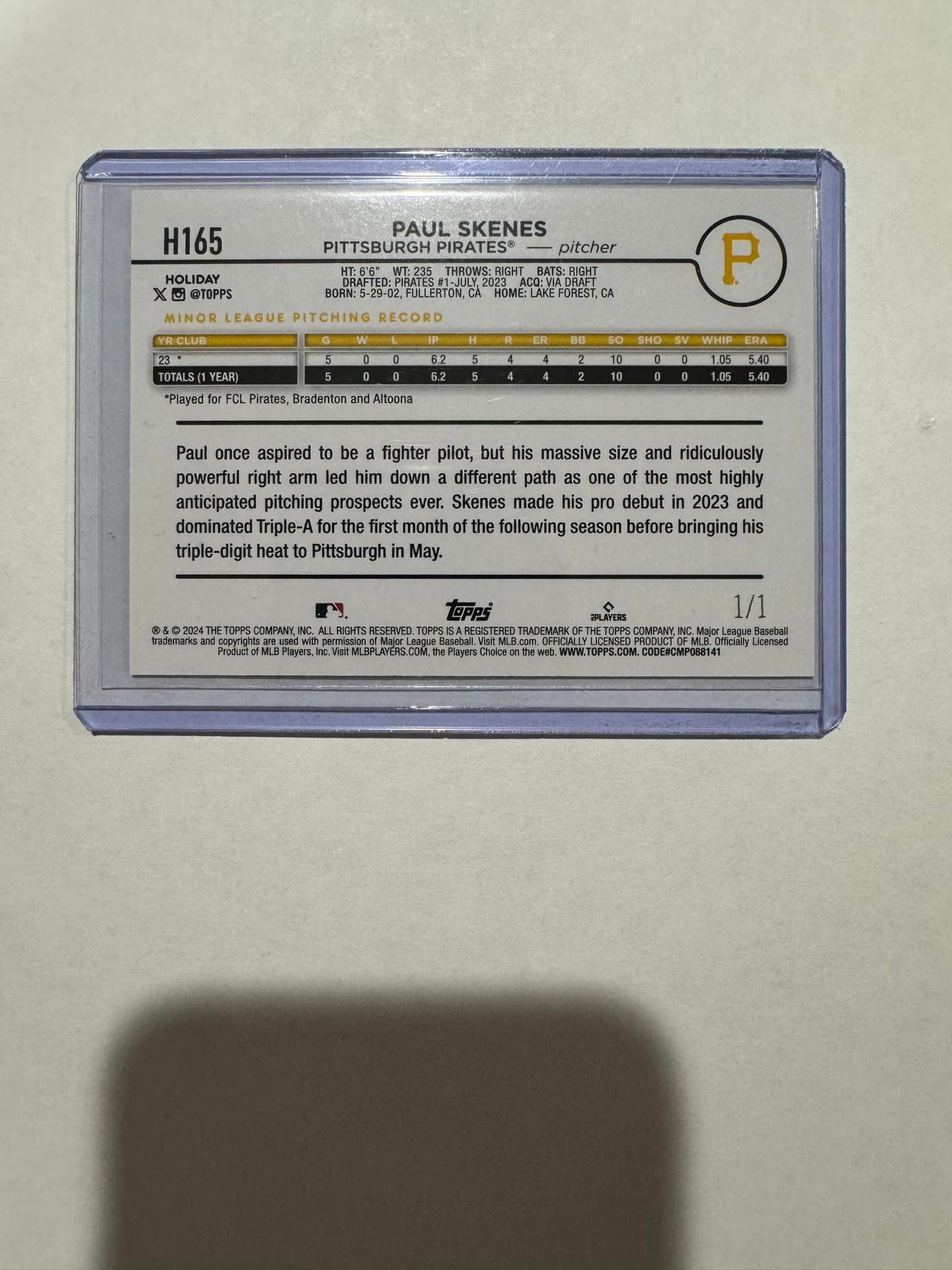 Paul Skenes holiday card pulled from Topps mega box