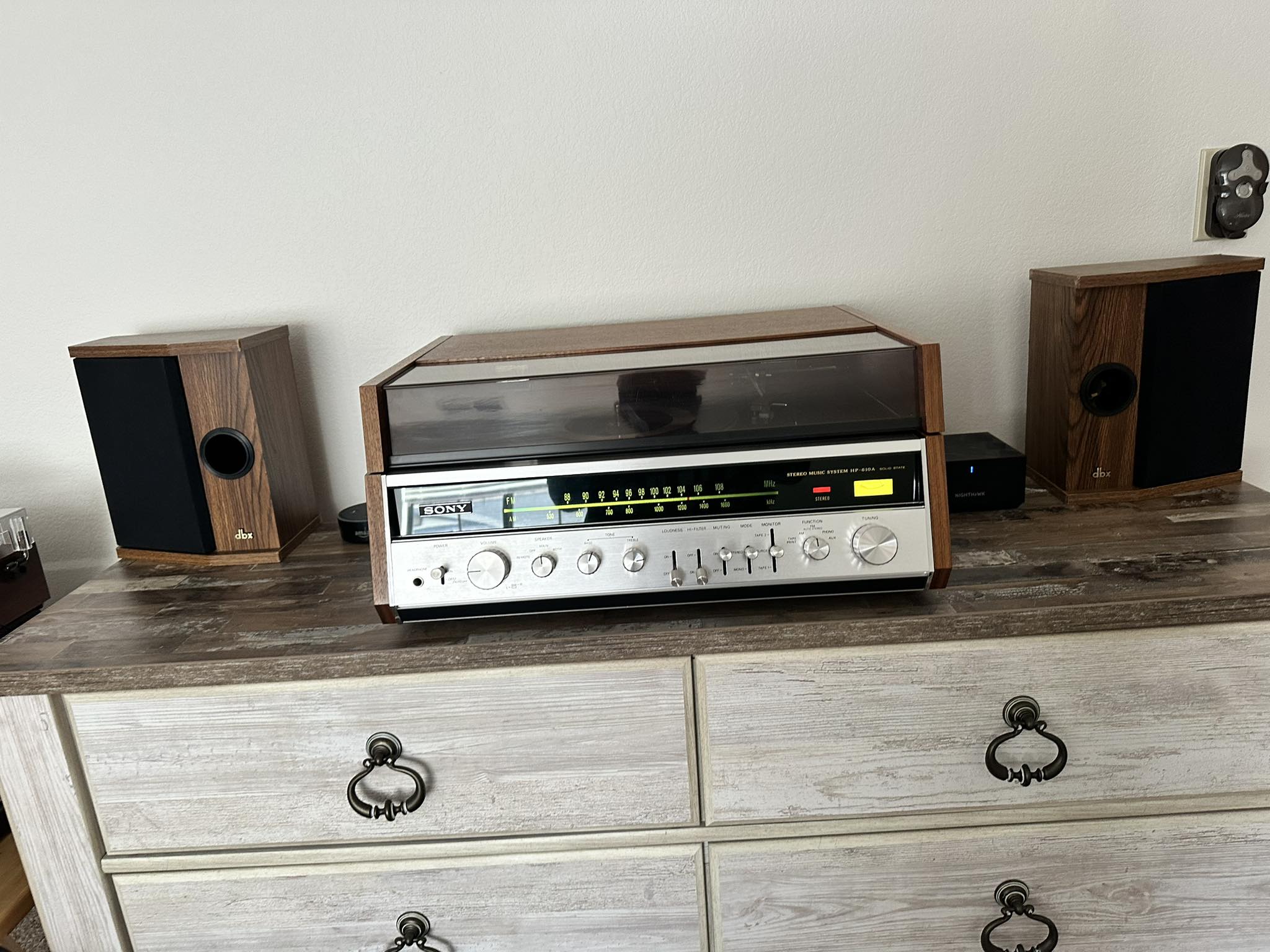 1973 Sony stereo with DBX and vintage Sony speakers