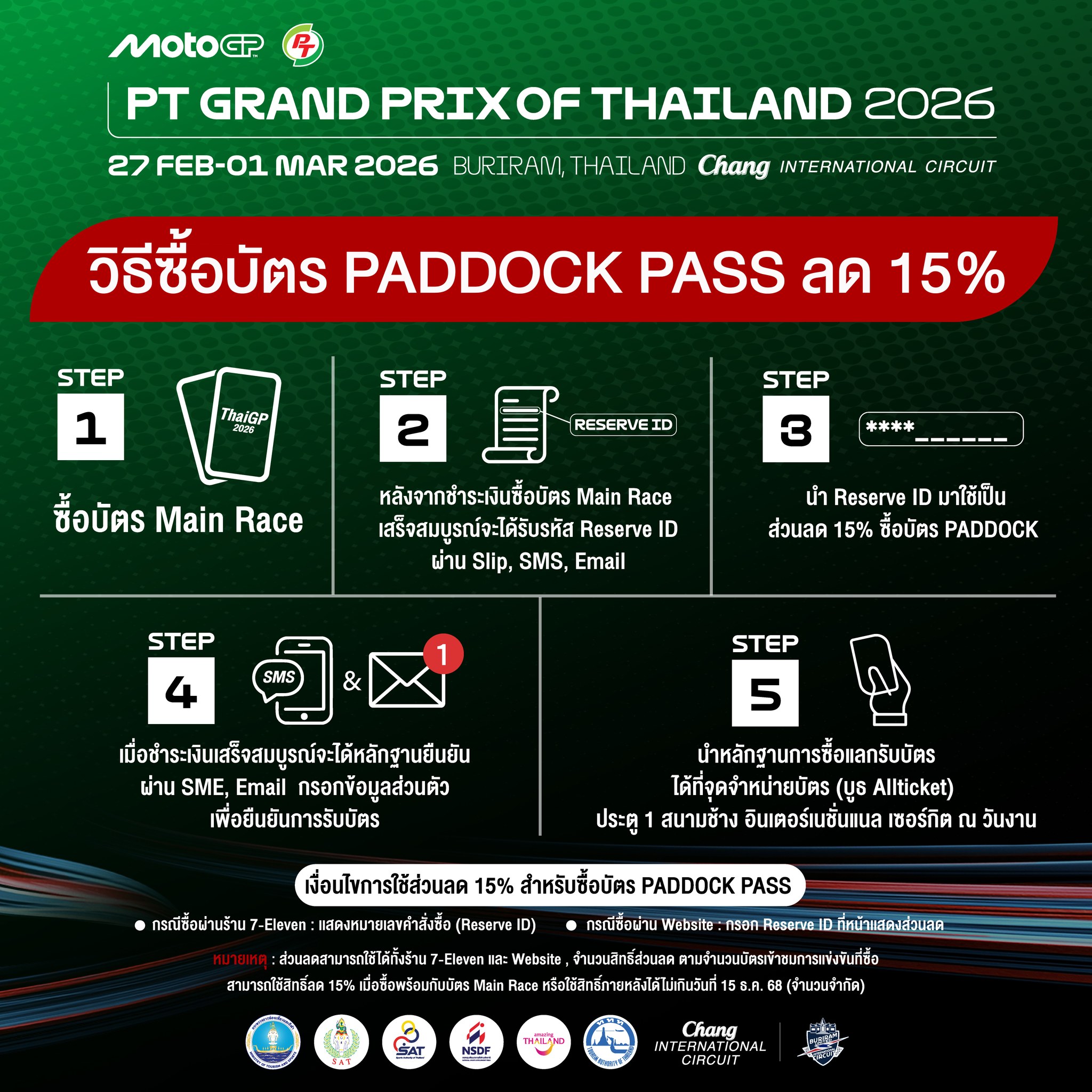 Chang - 5 ขั้นตอนการซื้อบัตร PADDOCK PASS ด้วยสิทธิ์ส่วนลด 15% 🔥 . 🏍️🏁 ...