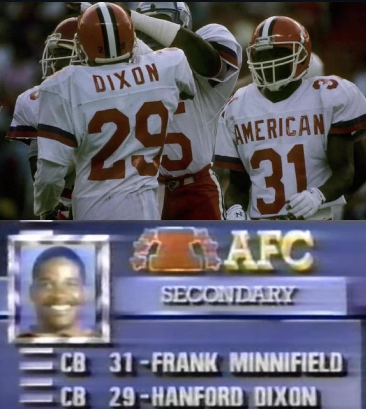 Dream Bowl　試合用フッパン Browns' Hanford Dixon and Frank Minnifield in 1989 NFL Pro Bowl