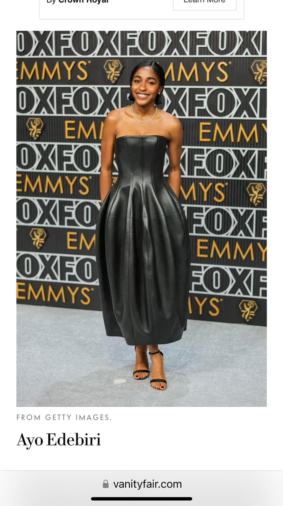 ayo edebiri black leather dress easily made our Emmys best dressed list 😭 #AyoEdebiri #Emmys #Emmys2026 #BestDressed #thebear date night style Color:Peacock  Blue Wintry Midnight Blue Holiday Louis vuitton