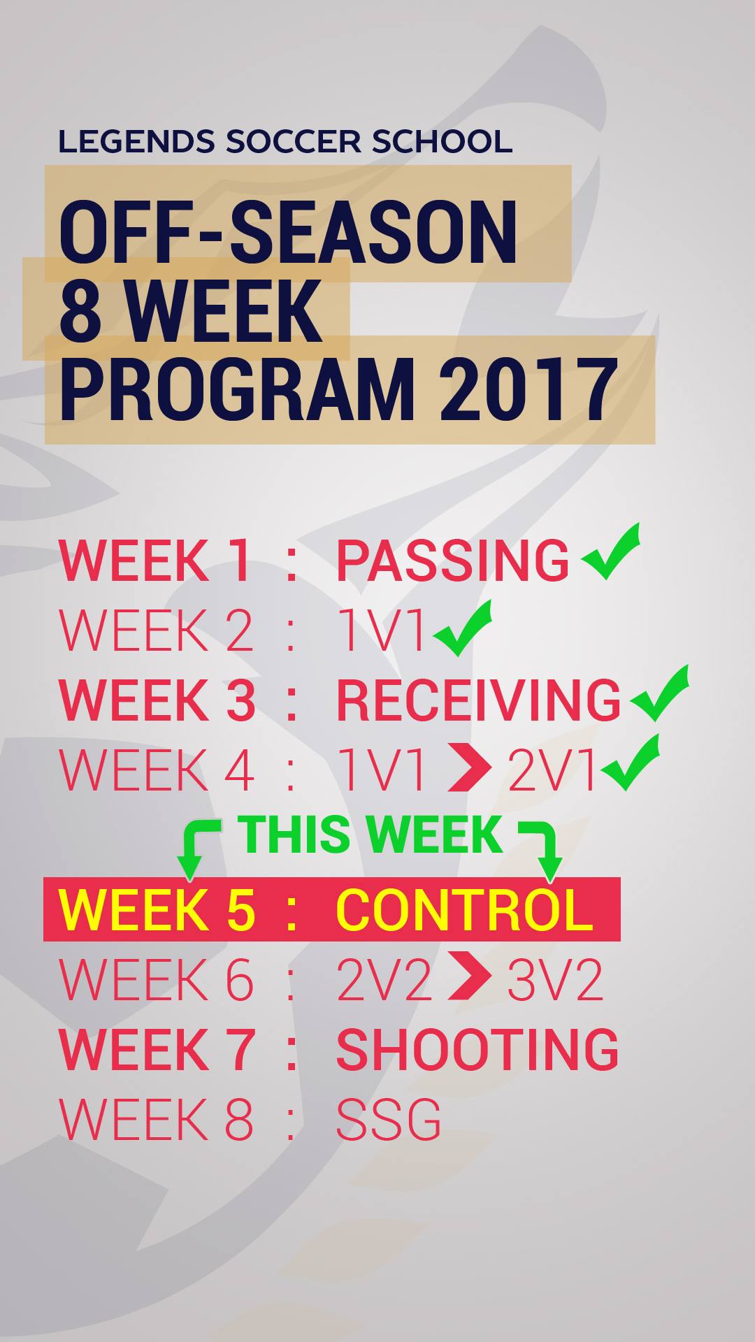 The Off-season 8 Week Program has... - Legends Soccer School