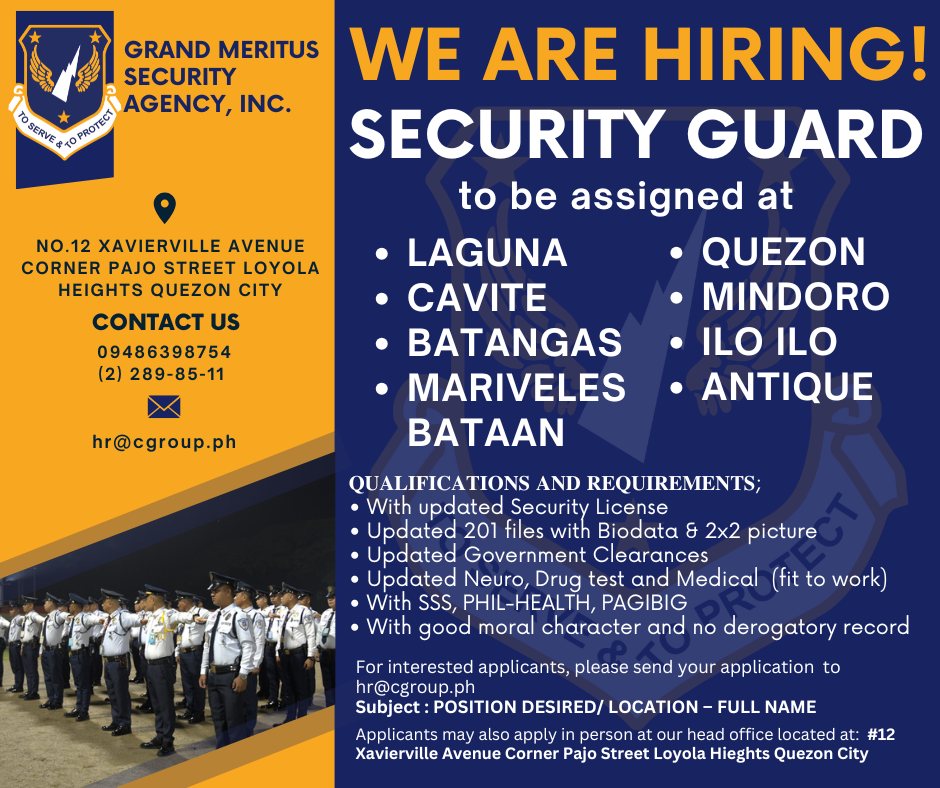 Grand - 𝐆𝐑𝐀𝐍𝐃 𝐌𝐄𝐑𝐈𝐓𝐔𝐒 𝐒𝐄𝐂𝐔𝐑𝐈𝐓𝐘 𝐀𝐆𝐄𝐍𝐂𝐘 𝐈𝐍𝐂. ‼️ 𝐔𝐑𝐆𝐄𝐍𝐓 𝐇𝐈𝐑𝐈𝐍𝐆 ‼️ 𝐏𝐨𝐬𝐢𝐭𝐢𝐨𝐧 ...