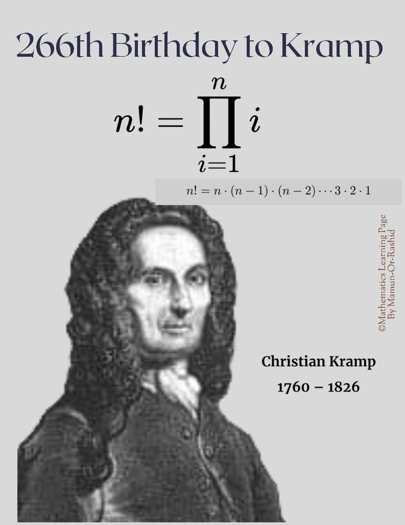 KING Christian Kramp, French mathematician and contributor to