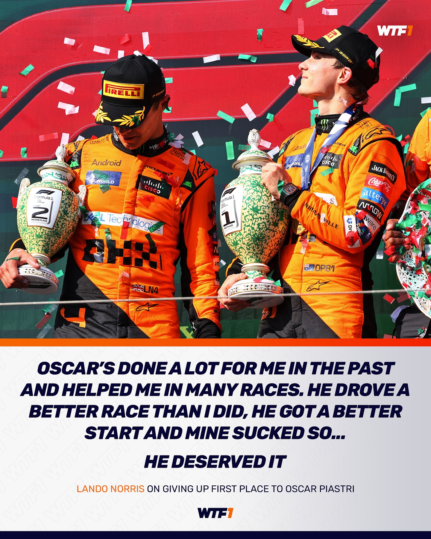 WTF1 - What Lando had to say post race 👆 #F1 #Formula1...